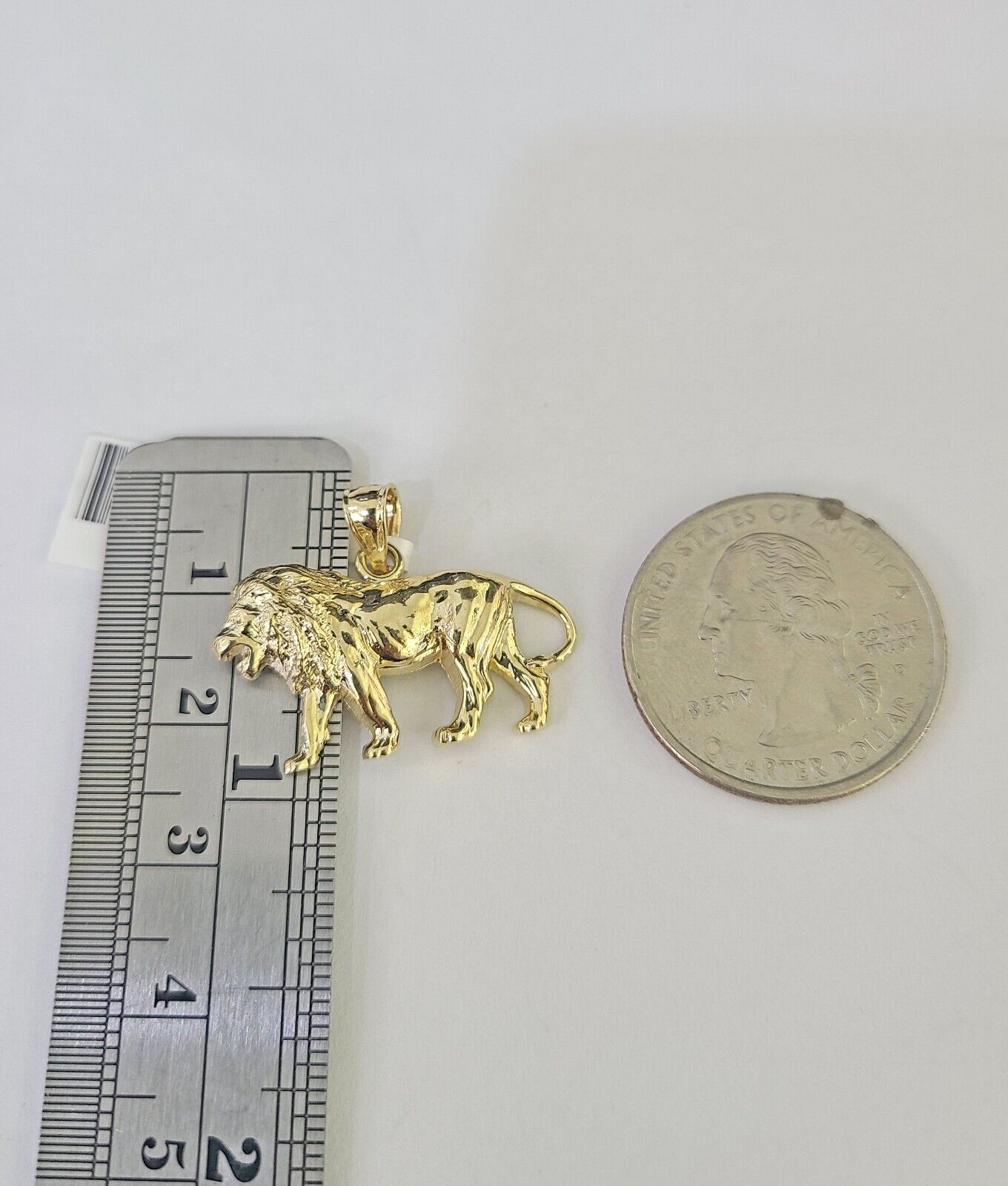 10K Solid Franco Chain Lion Pendant Charm Necklace 18" - 24" 1.5mm Yellow Gold - GoldenlinQ