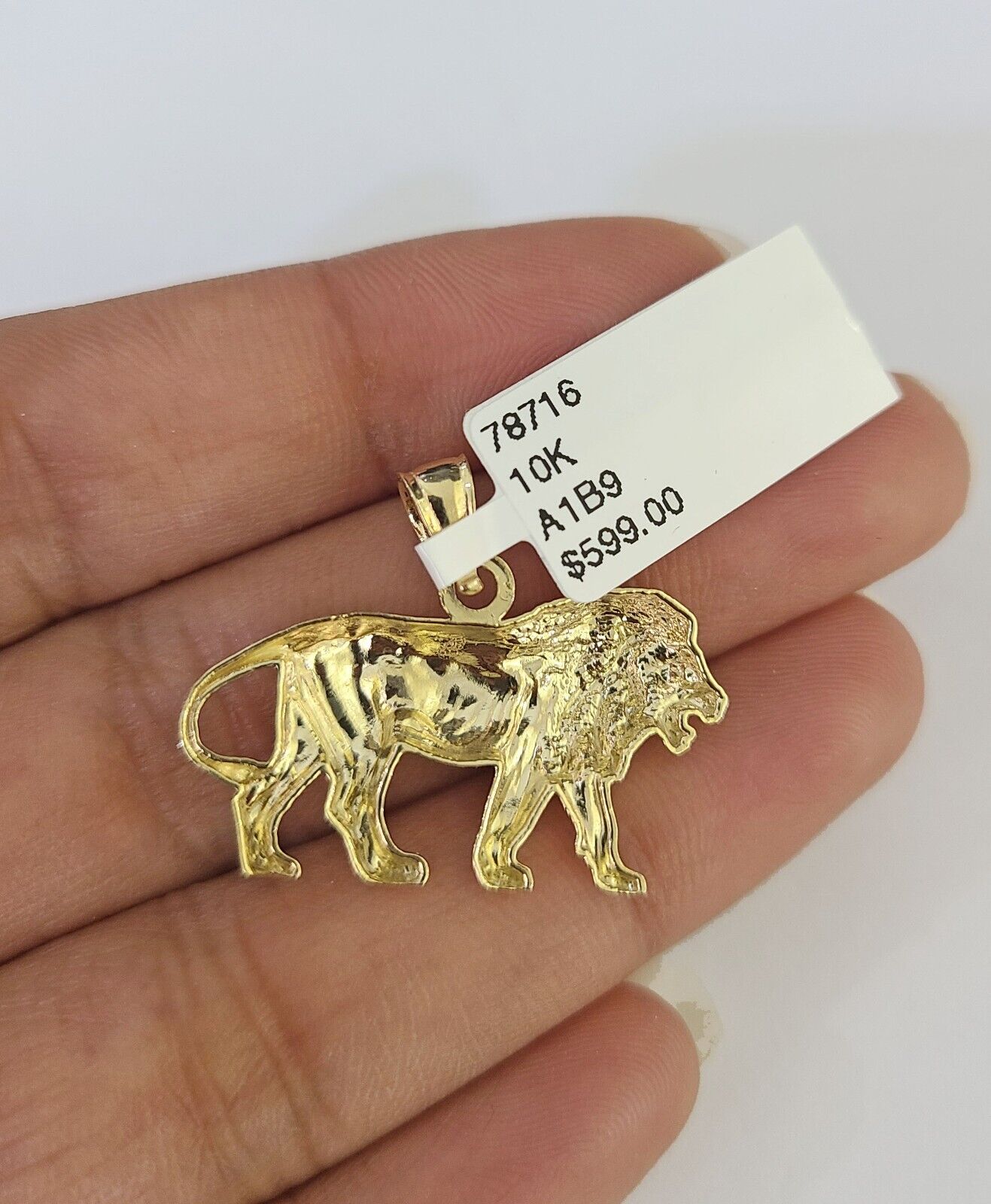 10K Solid Franco Chain Lion Pendant Charm Necklace 18" - 24" 1.5mm Yellow Gold - GoldenlinQ