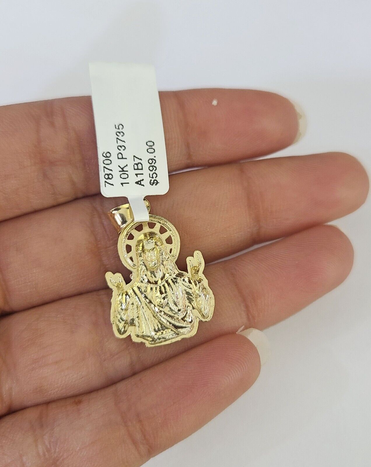 10K Solid Franco Chain Praying Jesus Christ Pendant Charm Necklace 18" - 24" 1.5mm - GoldenlinQ