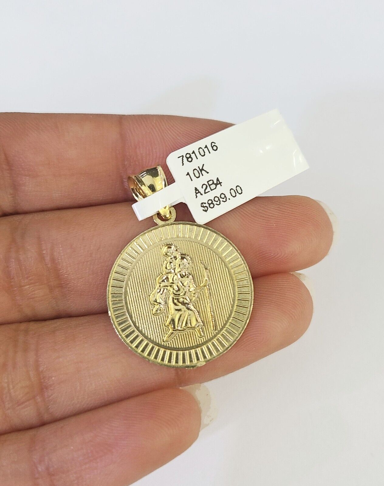 10K Solid Franco Chain Saint Cristopher Pendant Charm Necklace 18" - 24" 1.5mm - GoldenlinQ