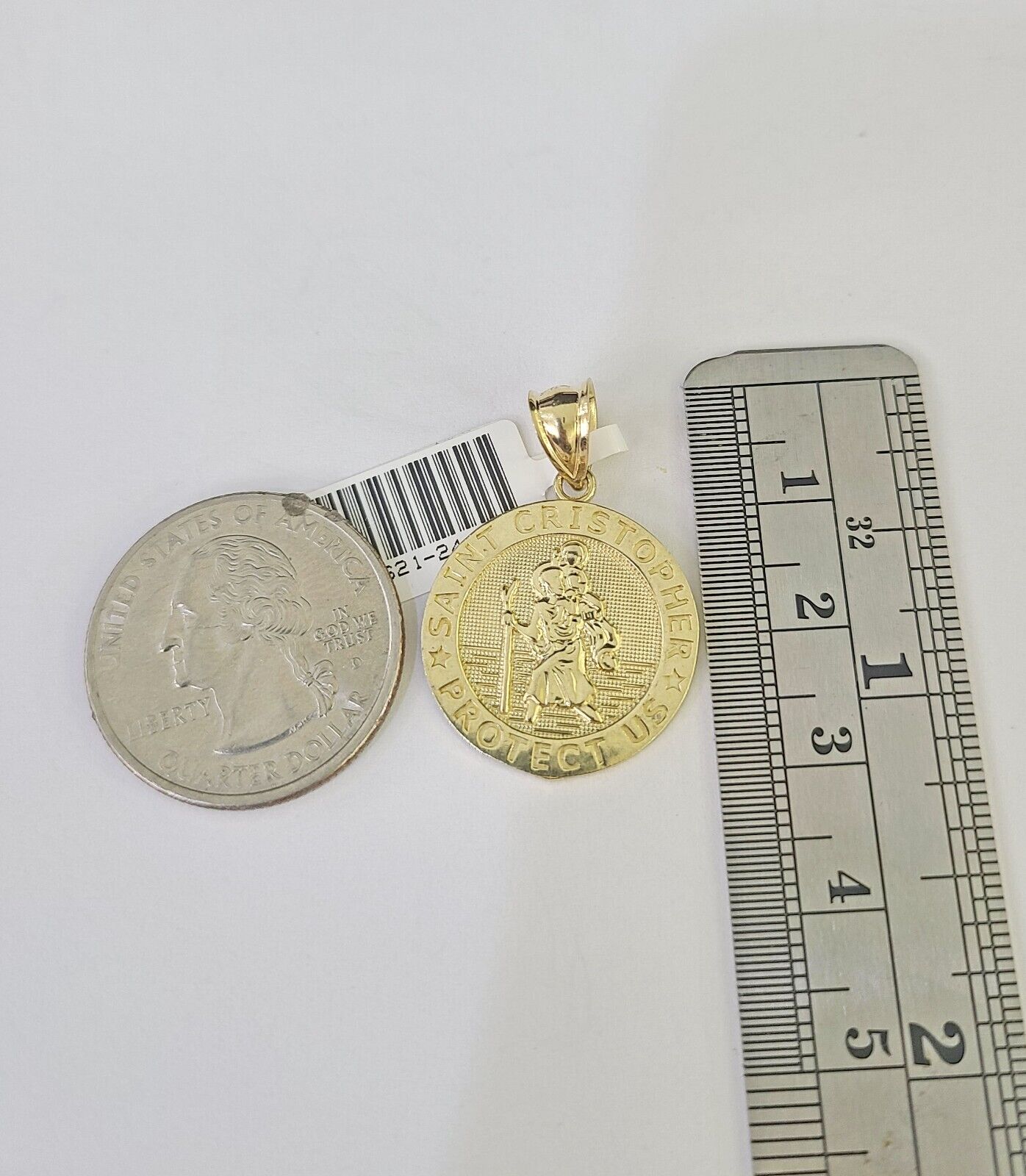 10K Solid Franco Chain Saint Cristopher Pendant Charm Necklace 18" - 24" 1.5mm - GoldenlinQ