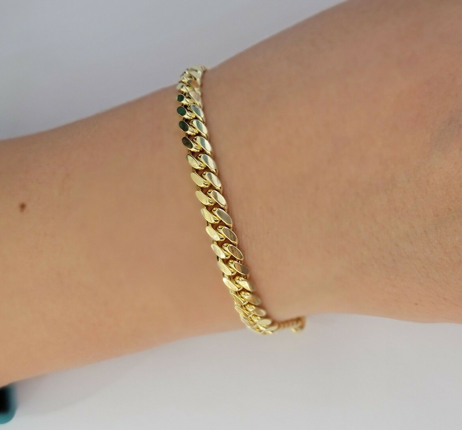 10k solid maimi cuban Link bracelet 7.5 Inch 6mm Real 10kt yellow Gold Men Women - GoldenLinQ