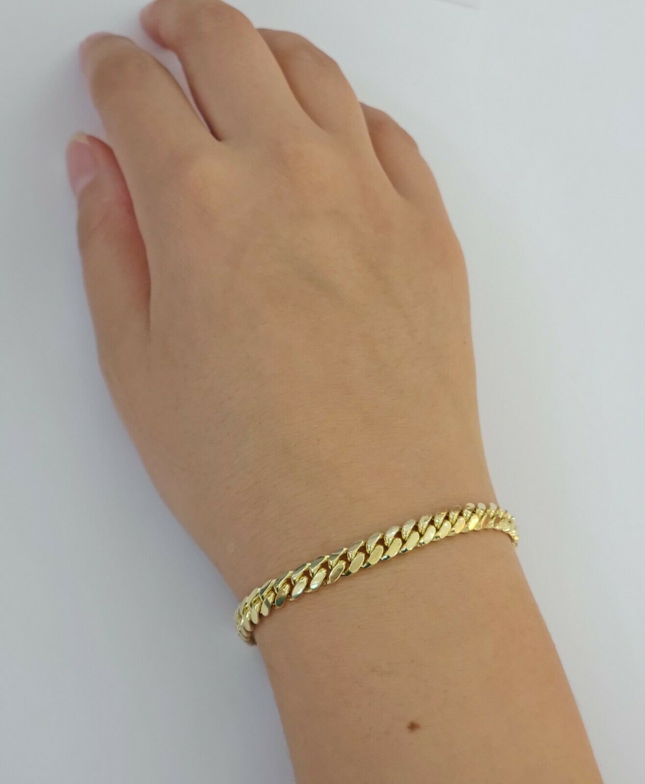 10k solid maimi cuban Link bracelet 7.5 Inch 6mm Real 10kt yellow Gold Men Women - GoldenLinQ