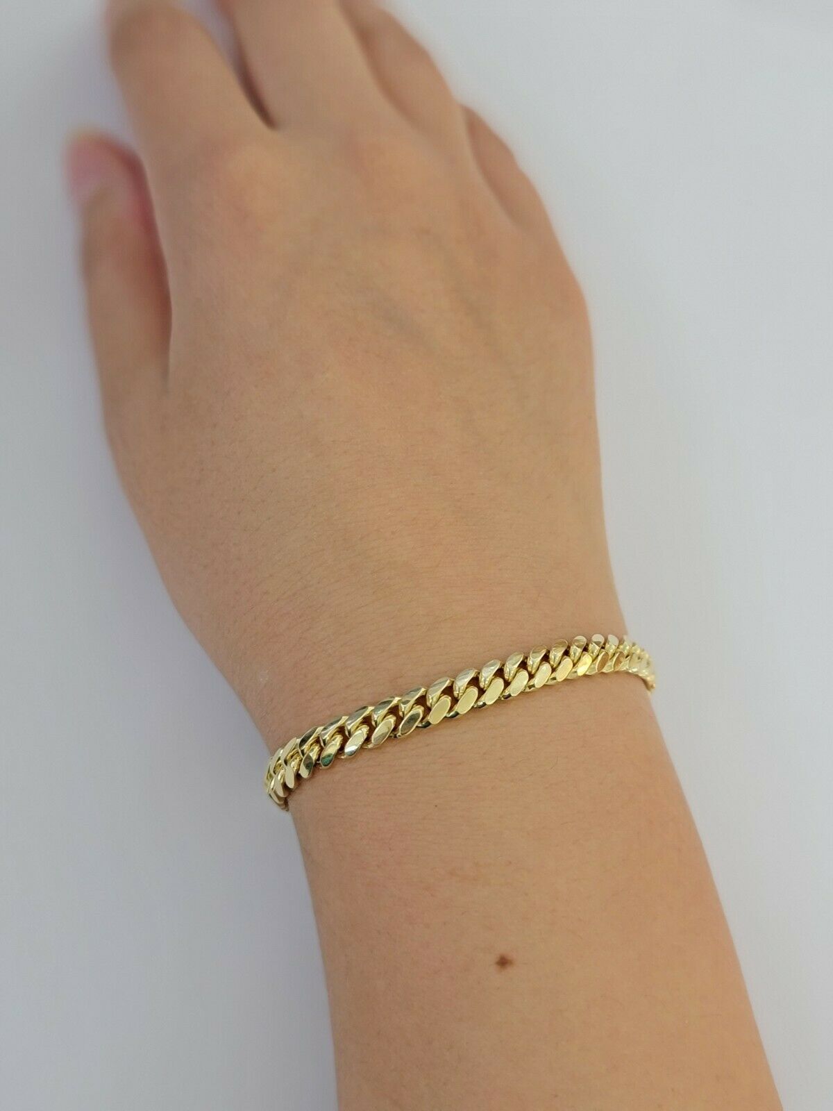 10k solid maimi cuban Link bracelet 7.5 Inch 6mm Real 10kt yellow Gold Men Women - GoldenLinQ
