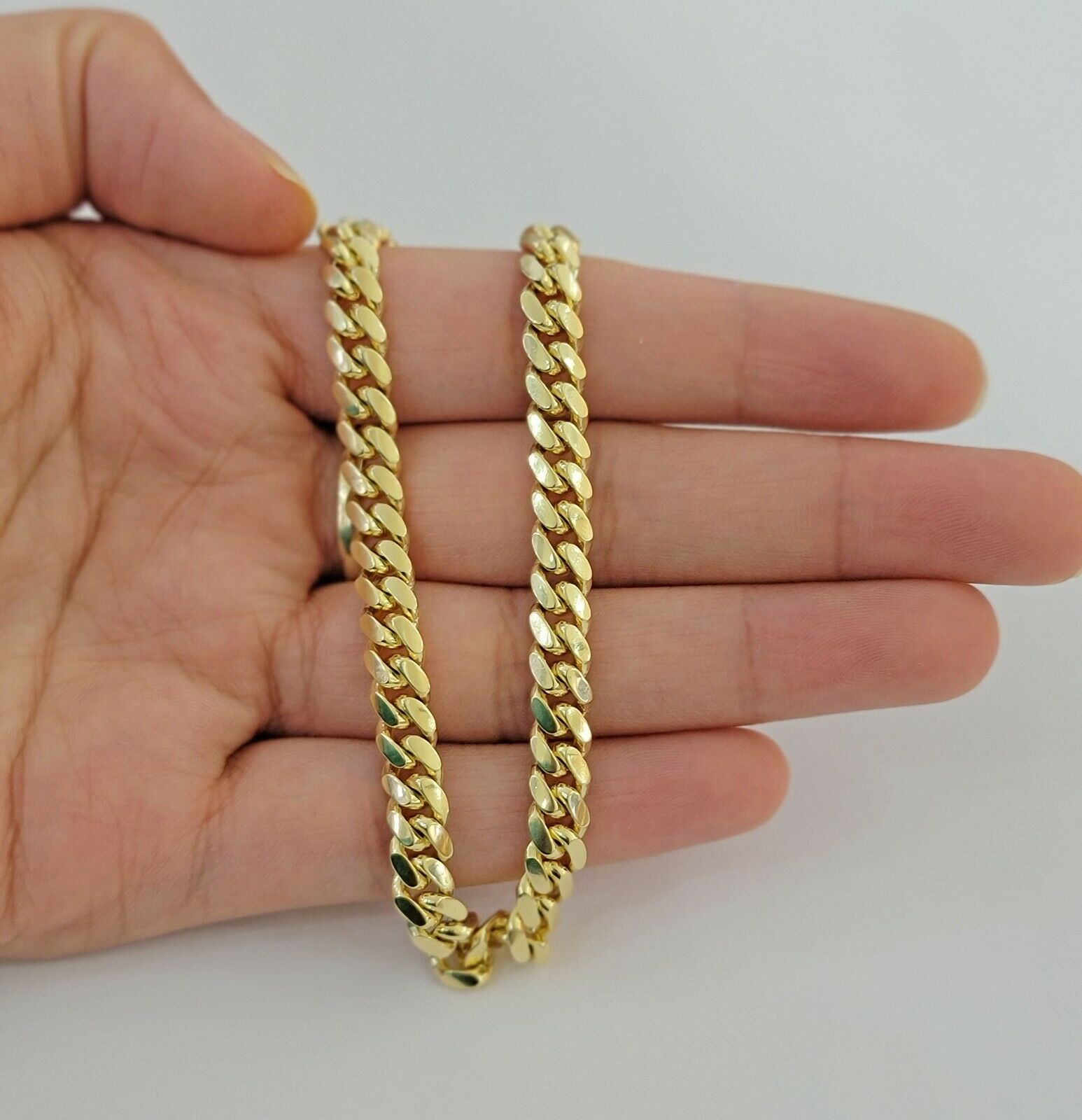 10k solid maimi cuban Link bracelet 7.5 Inch 6mm Real 10kt yellow Gold Men Women - GoldenLinQ