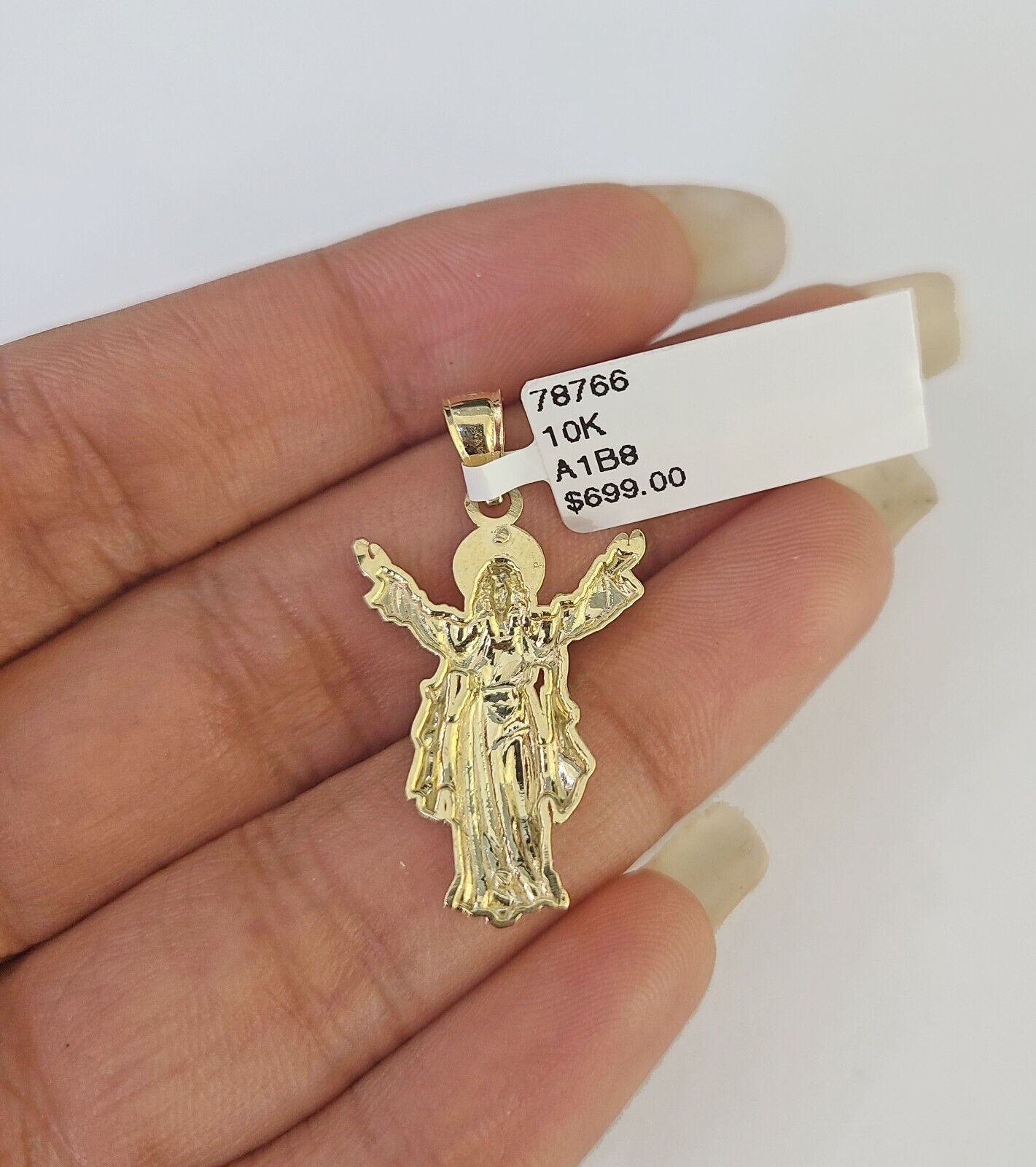 10k Solid Rope Chain 3mm Jesus Full Body Pendant Charm Necklace SET 18 - 28 in - GoldenlinQ