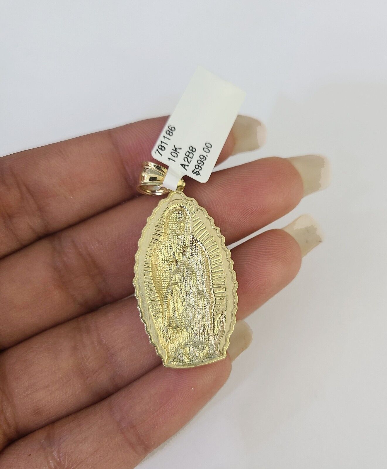 10k Solid Rope Chain 3mm Virgin Mary Pendant Charm Necklace SET 18 - 28 in - GoldenlinQ