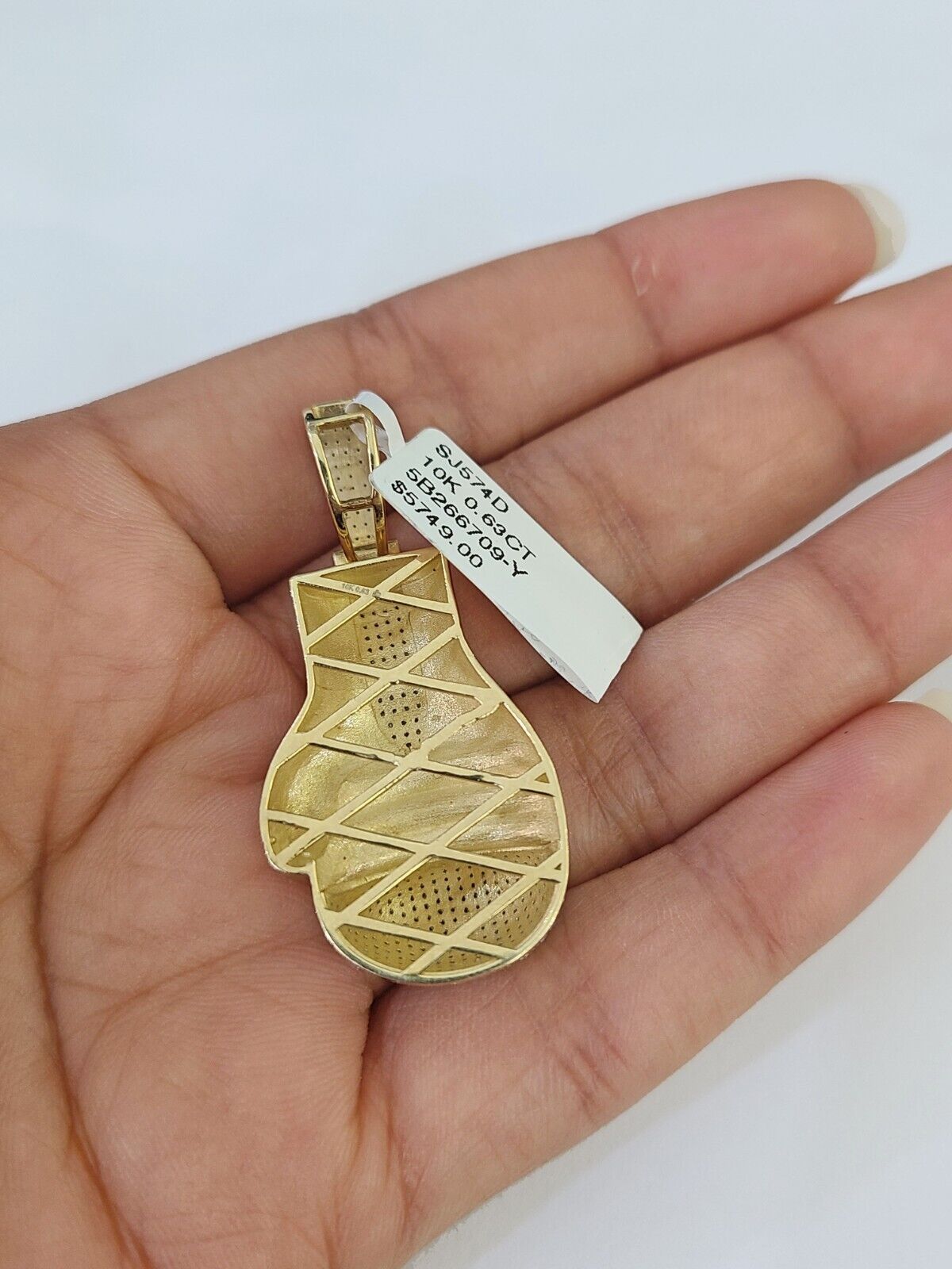 10k Solid Rope Chain Boxing Gloves Charm Diamond Set 4mm 20" - 28" Necklace Gold - GoldenlinQ