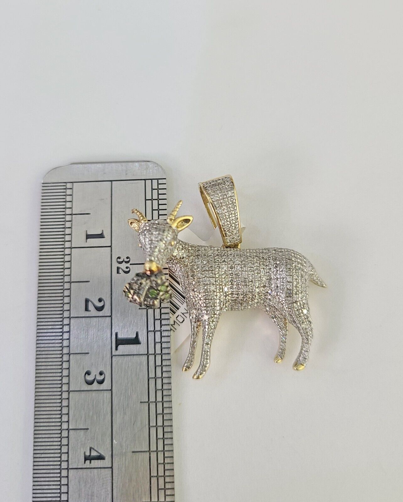 10k Solid Rope Chain Goat Charm Diamond Set 4mm 20" - 28" Necklace Gold Yellow - GoldenlinQ