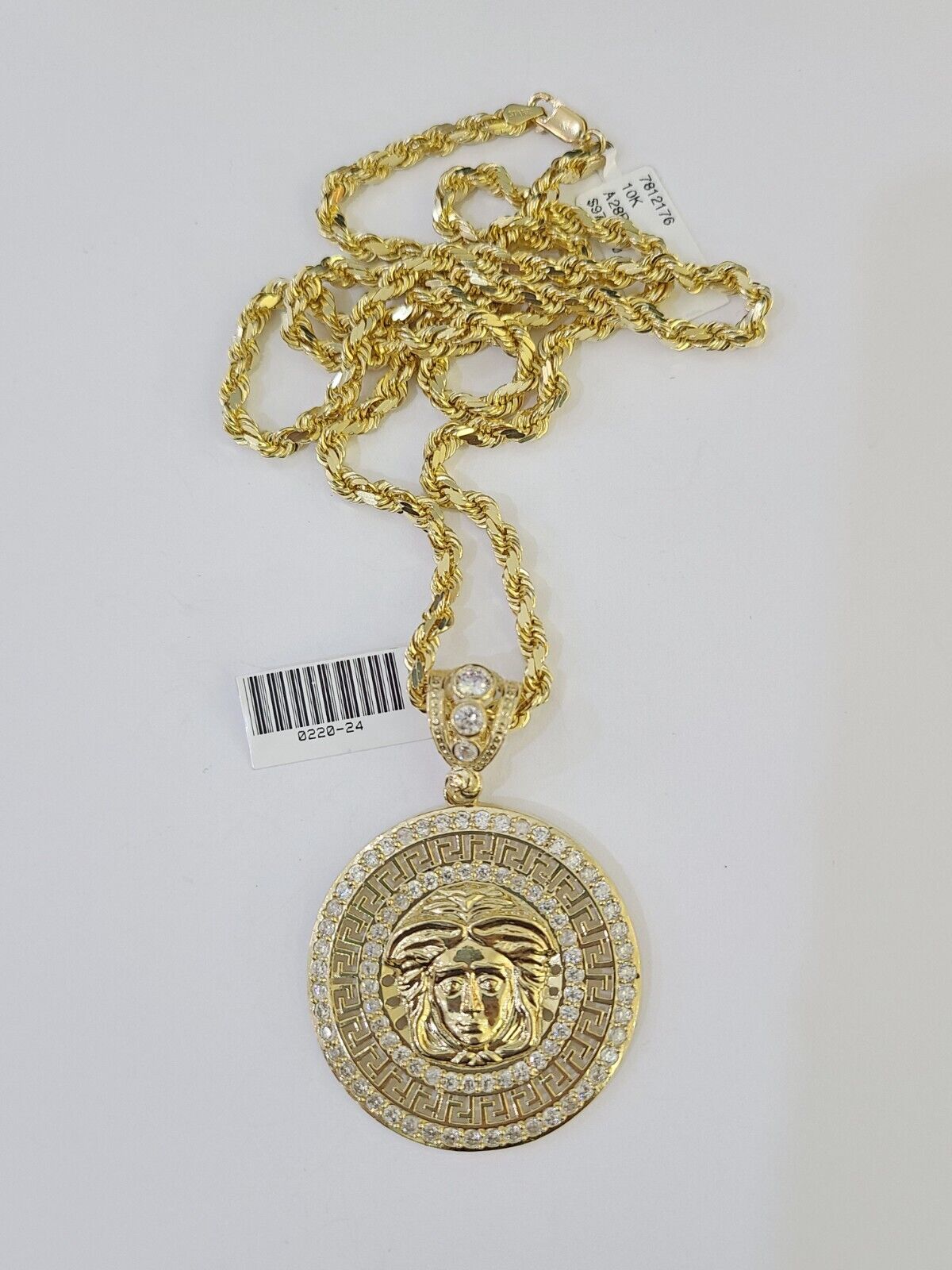 10k Solid Rope Chain Head Charm Set 4mm 18" - 28"Inch Necklace REAL Gold - GoldenlinQ