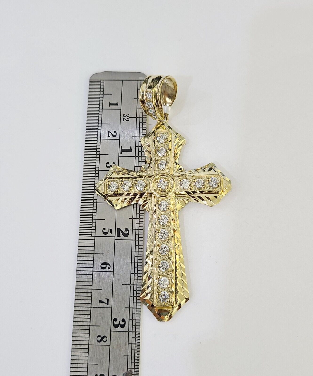 10k Solid Rope Chain Jesus Cross Charm Set 4mm 18" - 28" Necklace Yellow Gold - GoldenlinQ