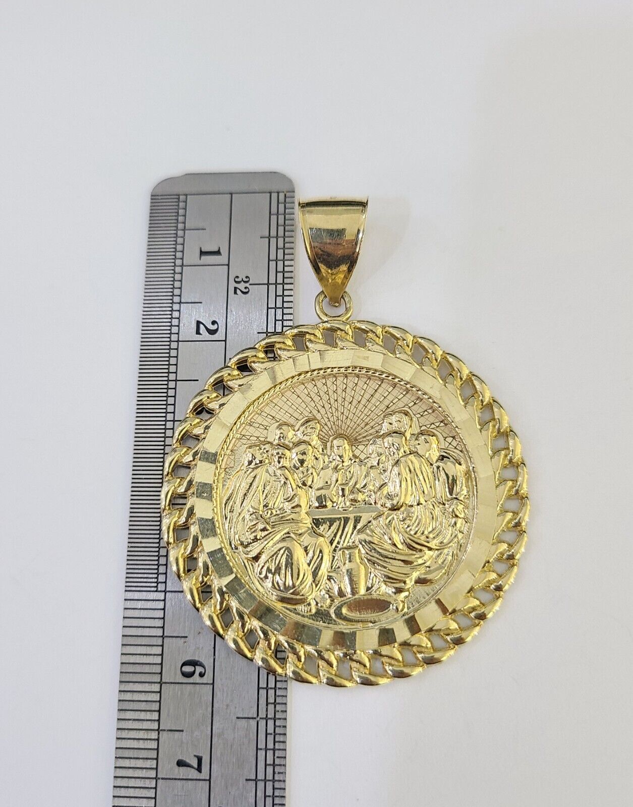 10k Solid Rope Chain Last Supper Charm Set 4mm 18" - 28"Inch Necklace REAL Gold - GoldenlinQ