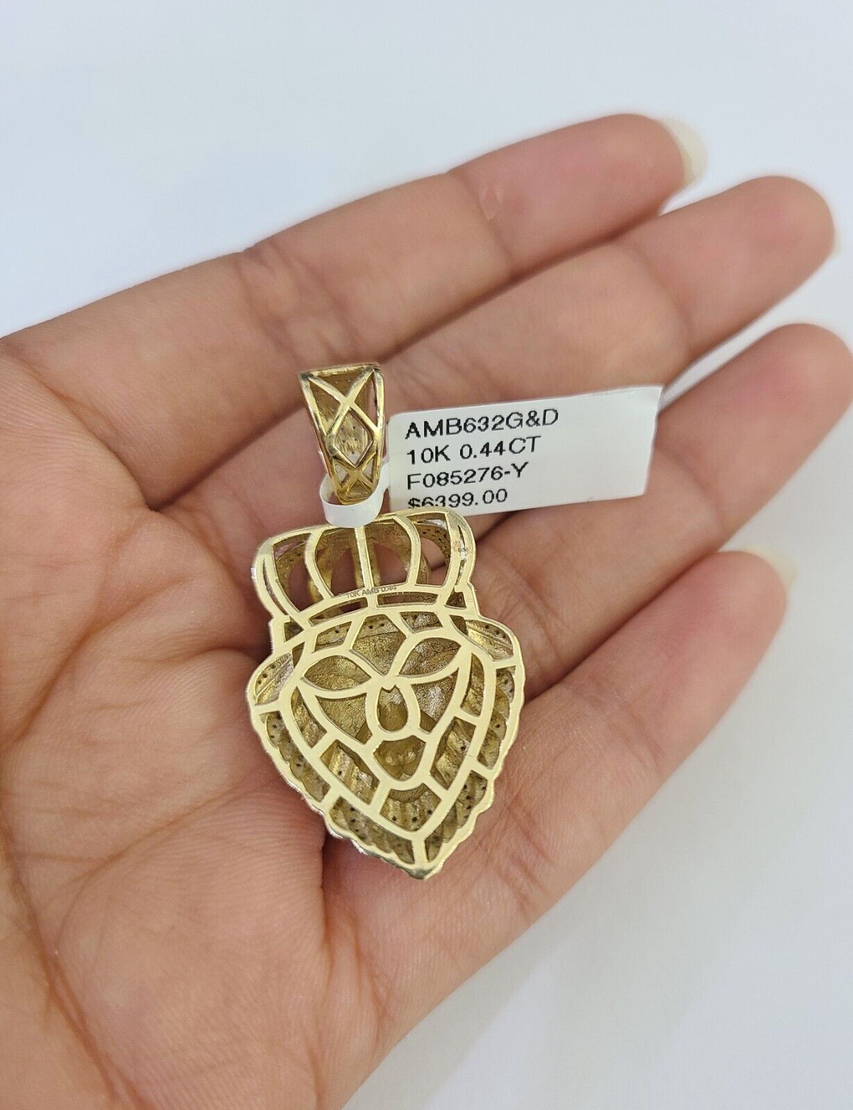 10k Solid Rope Chain Lion Charm Diamond Set 4mm 20" - 28" Necklace Gold Yellow - GoldenlinQ