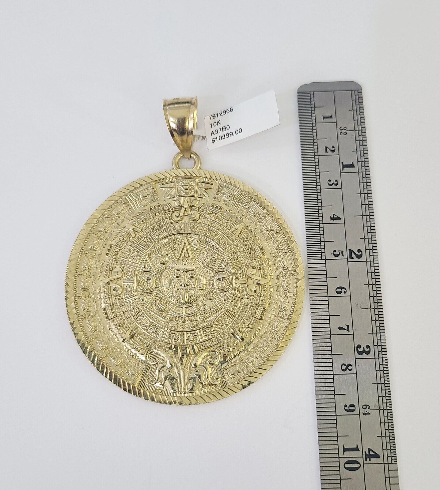 10k Solid Rope Chain Mayan Calendar Pendant Necklace 7mm 20" - 30" SET Charm - GoldenlinQ