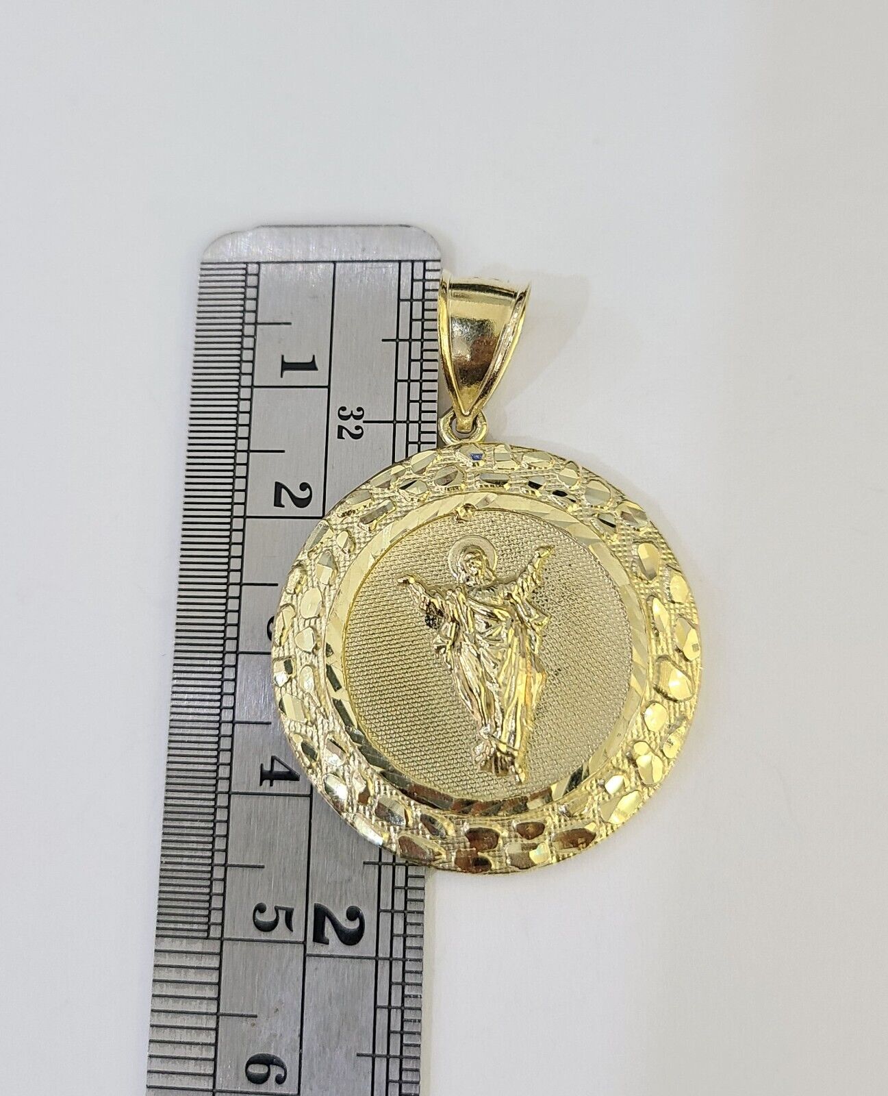 10k Solid Rope Chain Nugget Medallion Guadalupe Charm Set 4mm 18" - 28" Necklace - GoldenlinQ