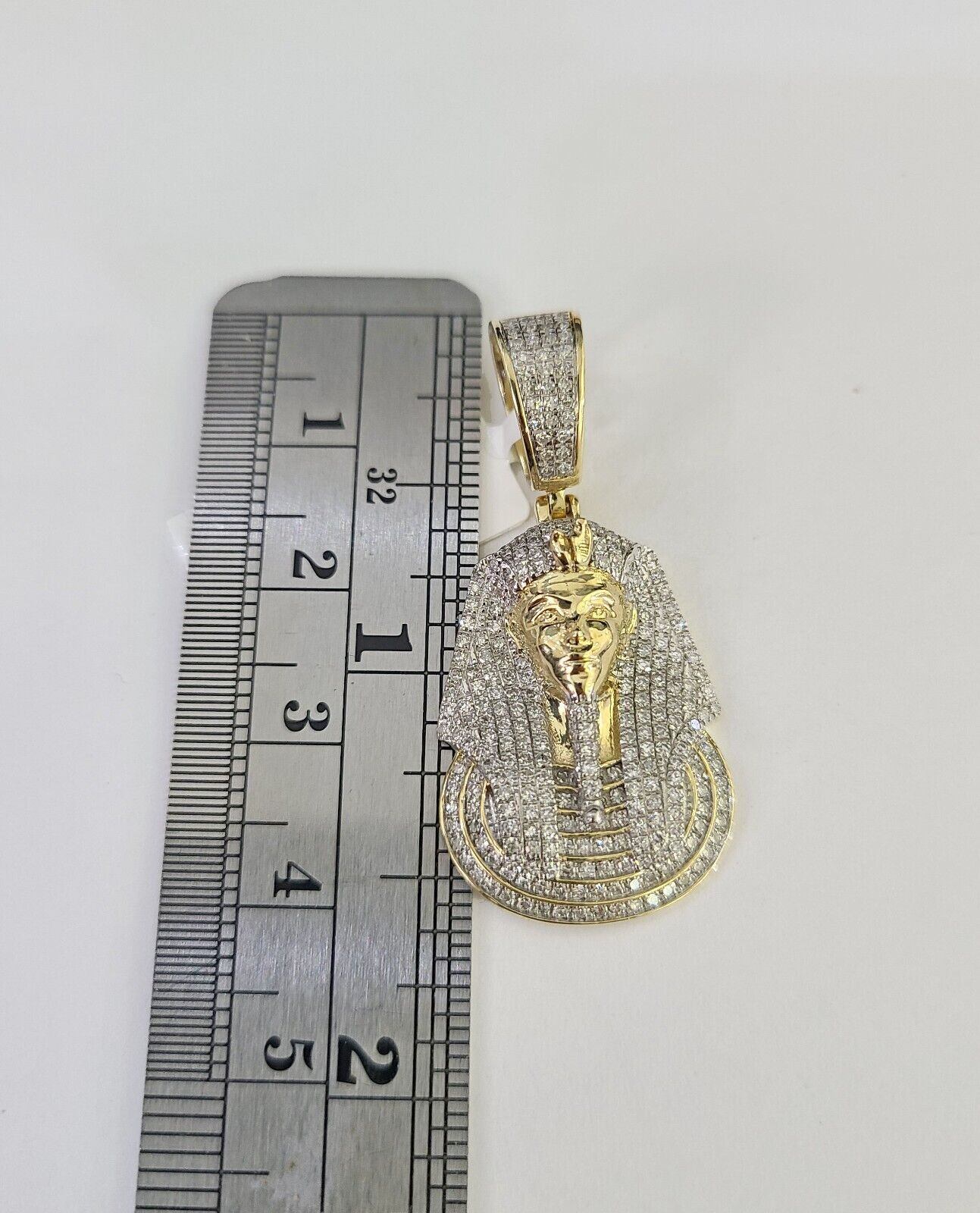 10k Solid Rope Chain Pharaoh Charm Diamond Set 4mm 20" - 28" Necklace Gold Yellow - GoldenlinQ