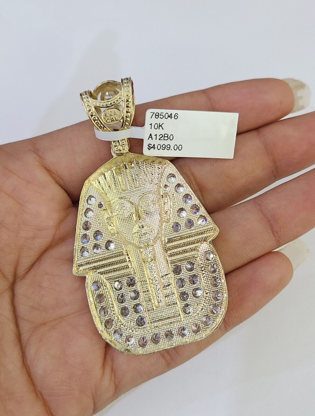 10k Solid Rope Chain Pharaoh Charm Set 4mm 18" - 28" Necklace Yellow Gold Pendant - GoldenlinQ