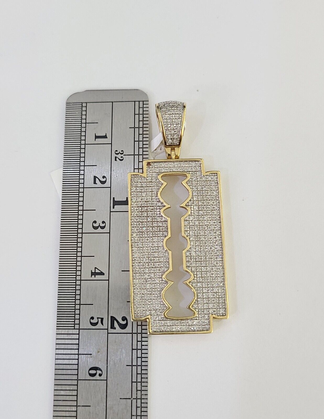 10k Solid Rope Chain Razor Blade Charm Diamond Set 4mm 20" - 28" Necklace Gold - GoldenlinQ