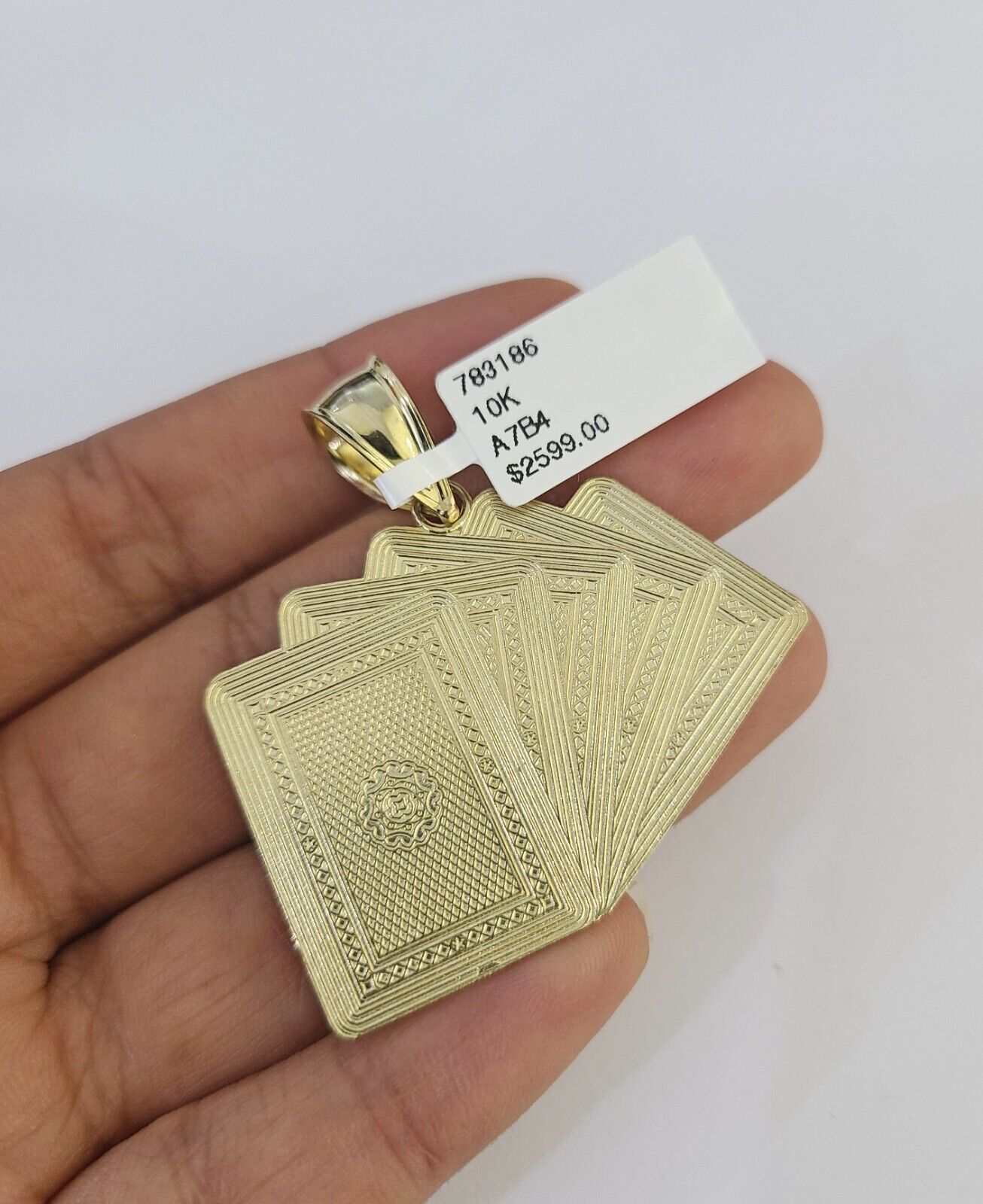 10k Solid Rope Chain Royal Flush Cards Charm Set 4mm 20" - 28" Necklace Gold - GoldenlinQ