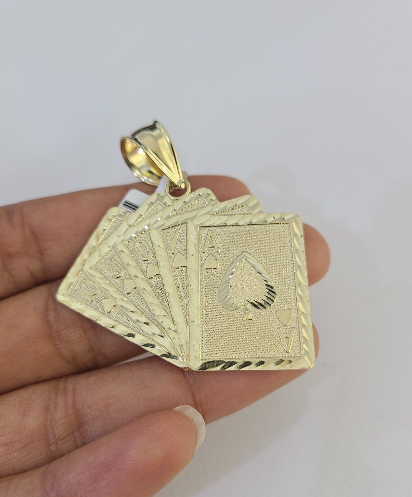 10k Solid Rope Chain Royal Flush Cards Charm Set 4mm 20" - 28" Necklace Gold - GoldenlinQ