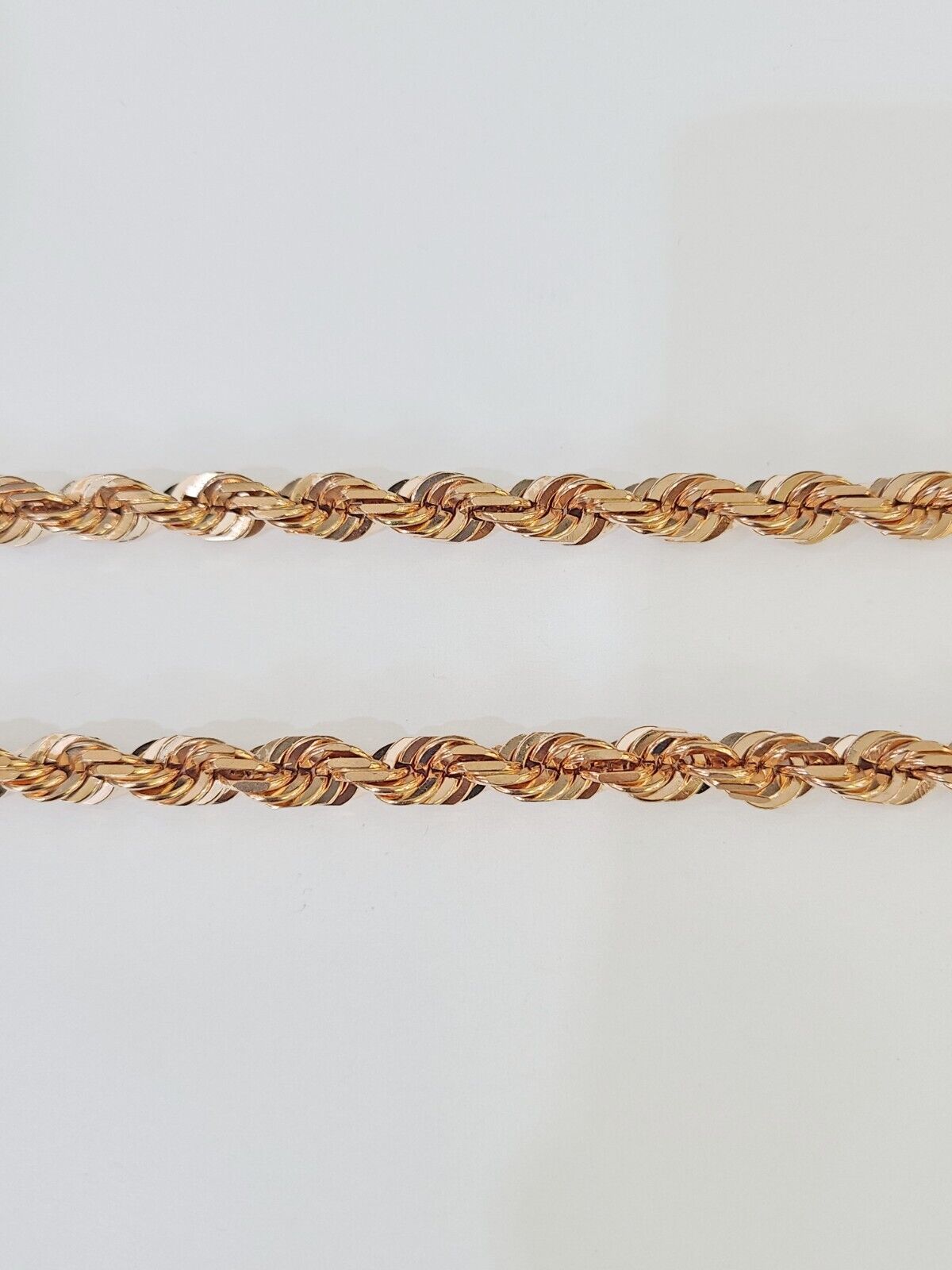 10k Solid Rose Gold Rope Chain Necklace 24" Inches 7mm Diamond Cut - GoldenlinQ