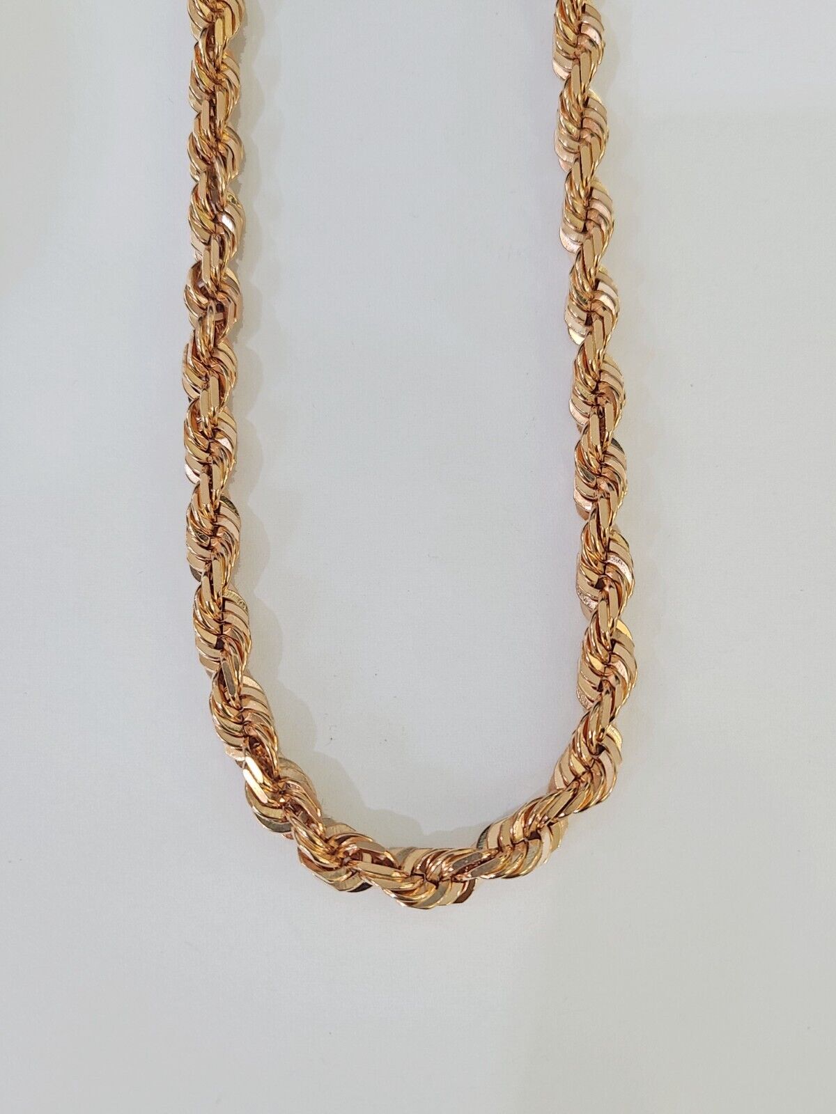 10k Solid Rose Gold Rope Chain Necklace 24" Inches 7mm Diamond Cut - GoldenlinQ