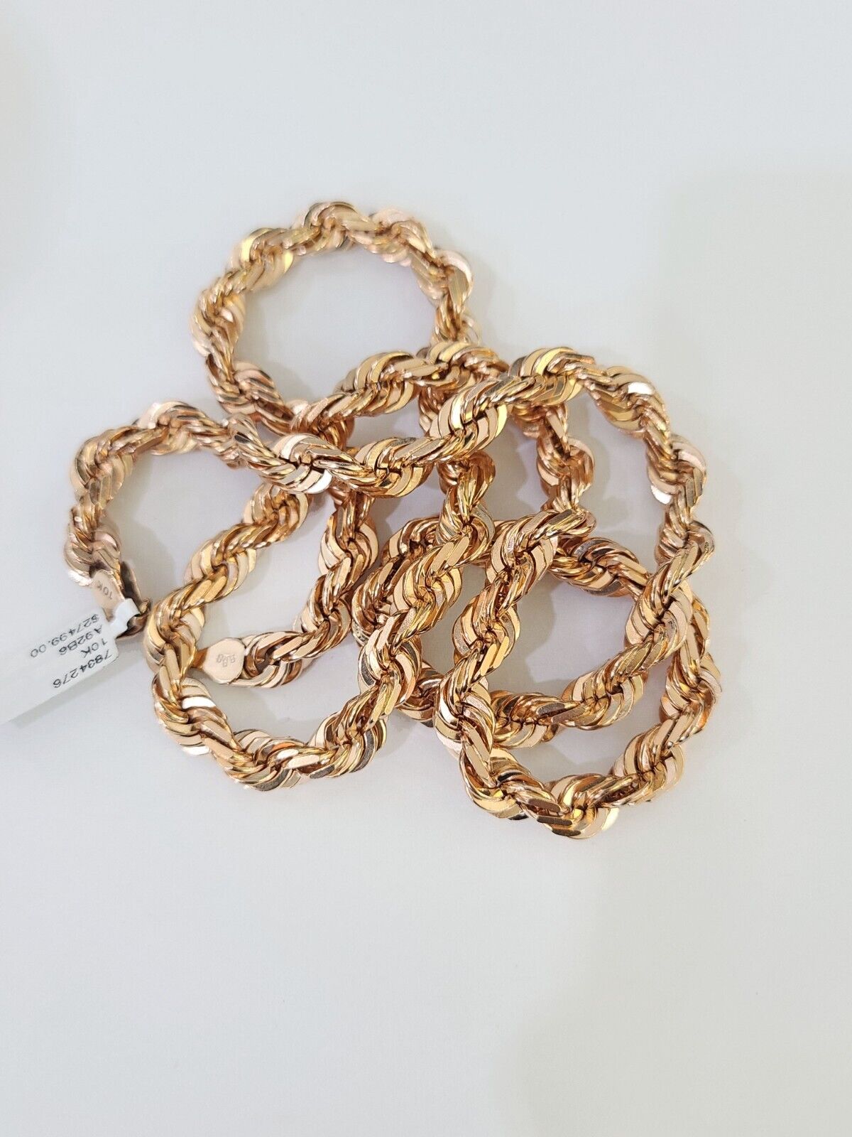 10k Solid Rose Gold Rope Chain Necklace 24" Inches 7mm Diamond Cut - GoldenlinQ
