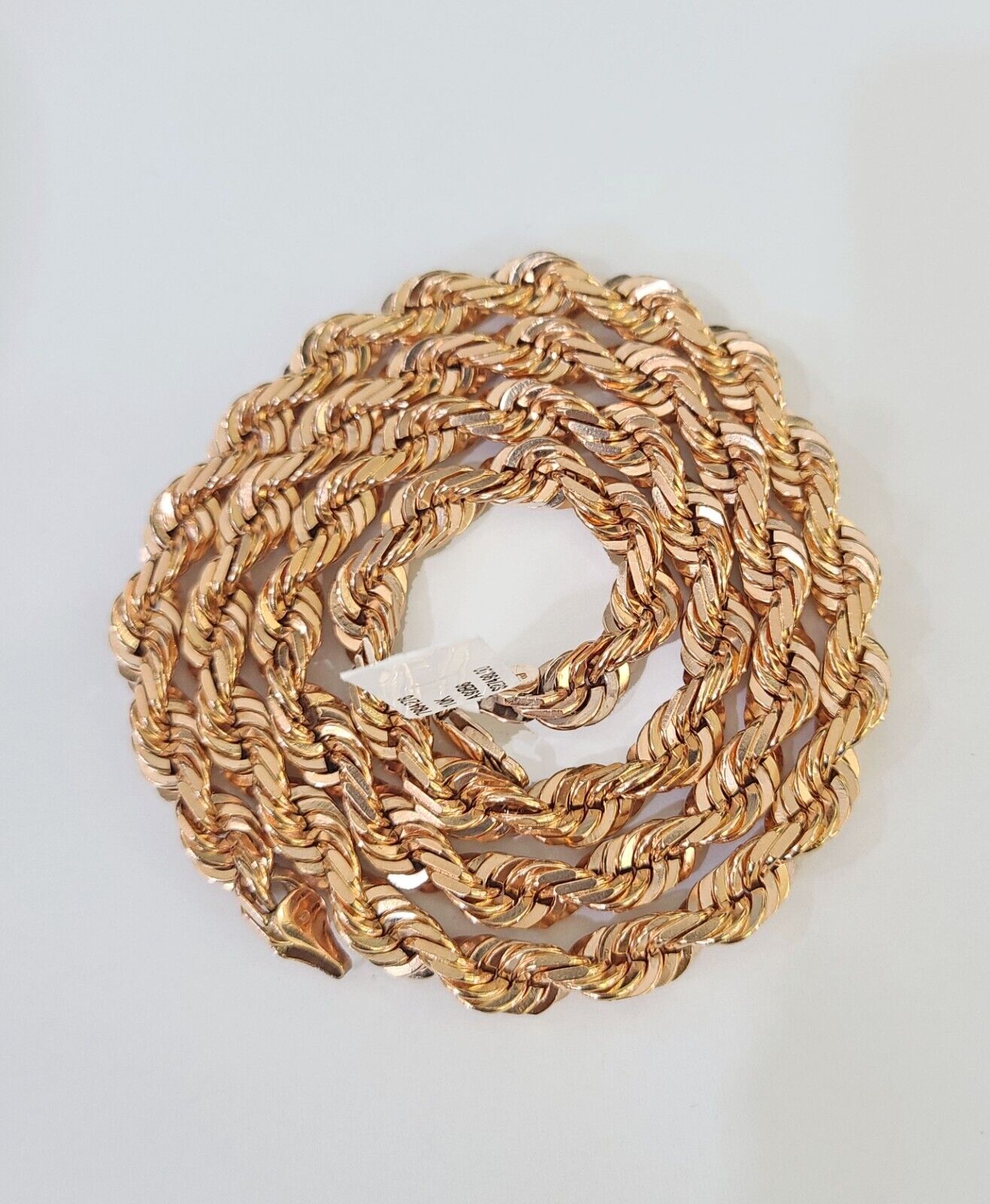 10k Solid Rose Gold Rope Chain Necklace 24" Inches 7mm Diamond Cut - GoldenlinQ