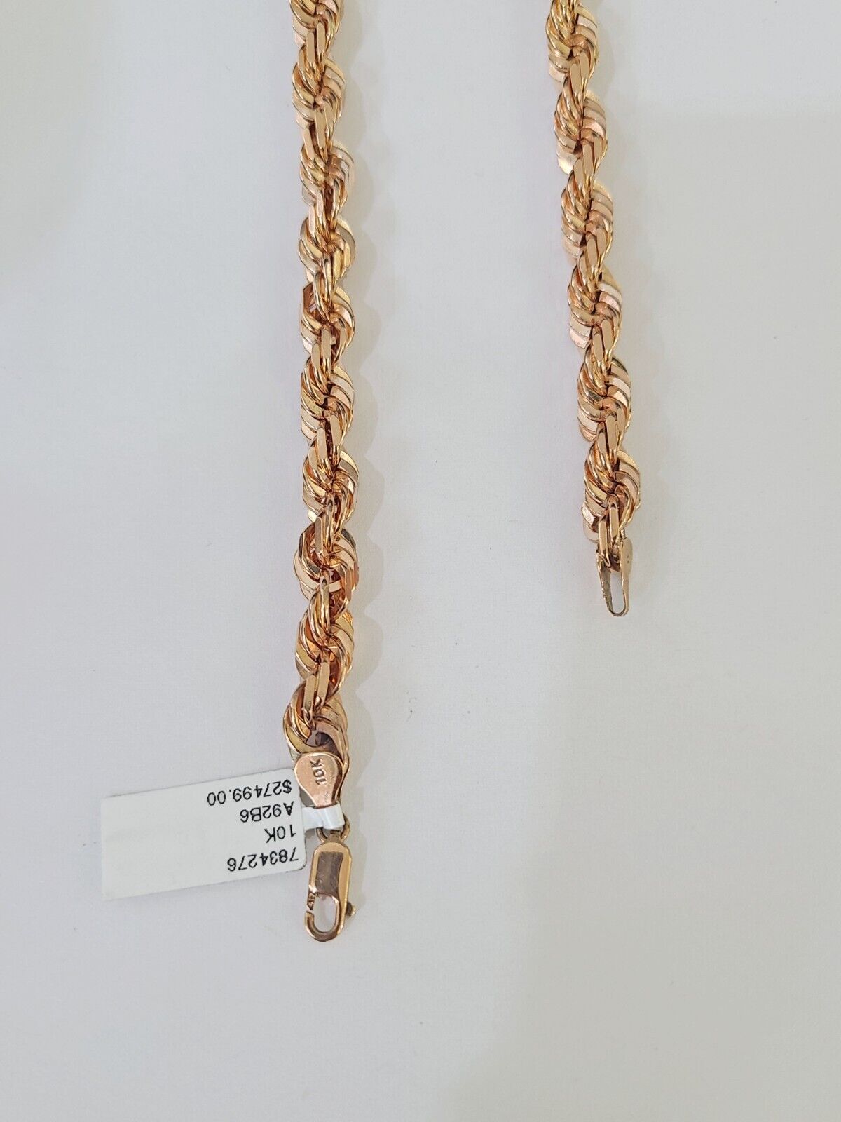 10k Solid Rose Gold Rope Chain Necklace 24" Inches 7mm Diamond Cut - GoldenlinQ