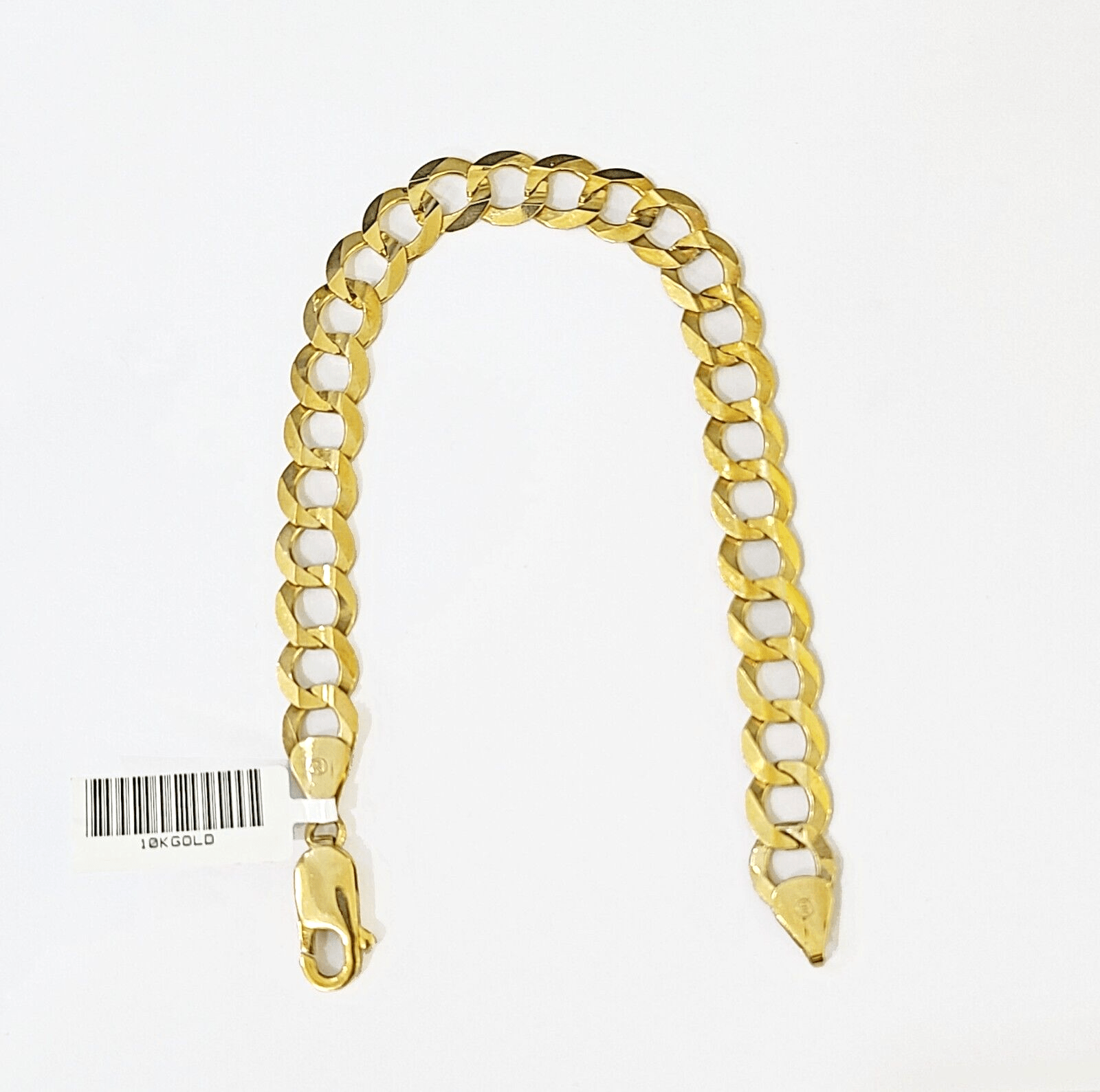 10k Solid Yellow Cuban Curb Link Bracelet Gold 8mm 8 Inches Men Women Real - GoldenlinQ