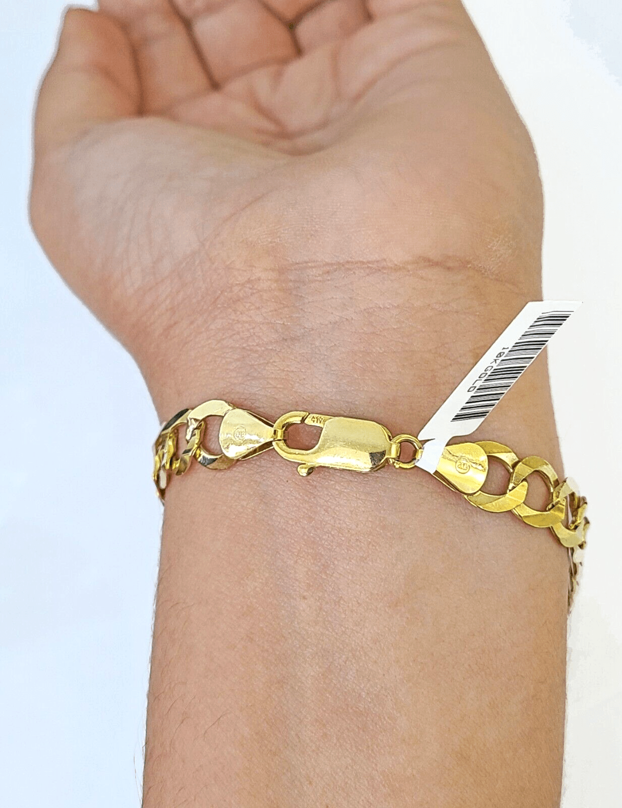 10k Solid Yellow Cuban Curb Link Bracelet Gold 8mm 8 Inches Men Women Real - GoldenlinQ