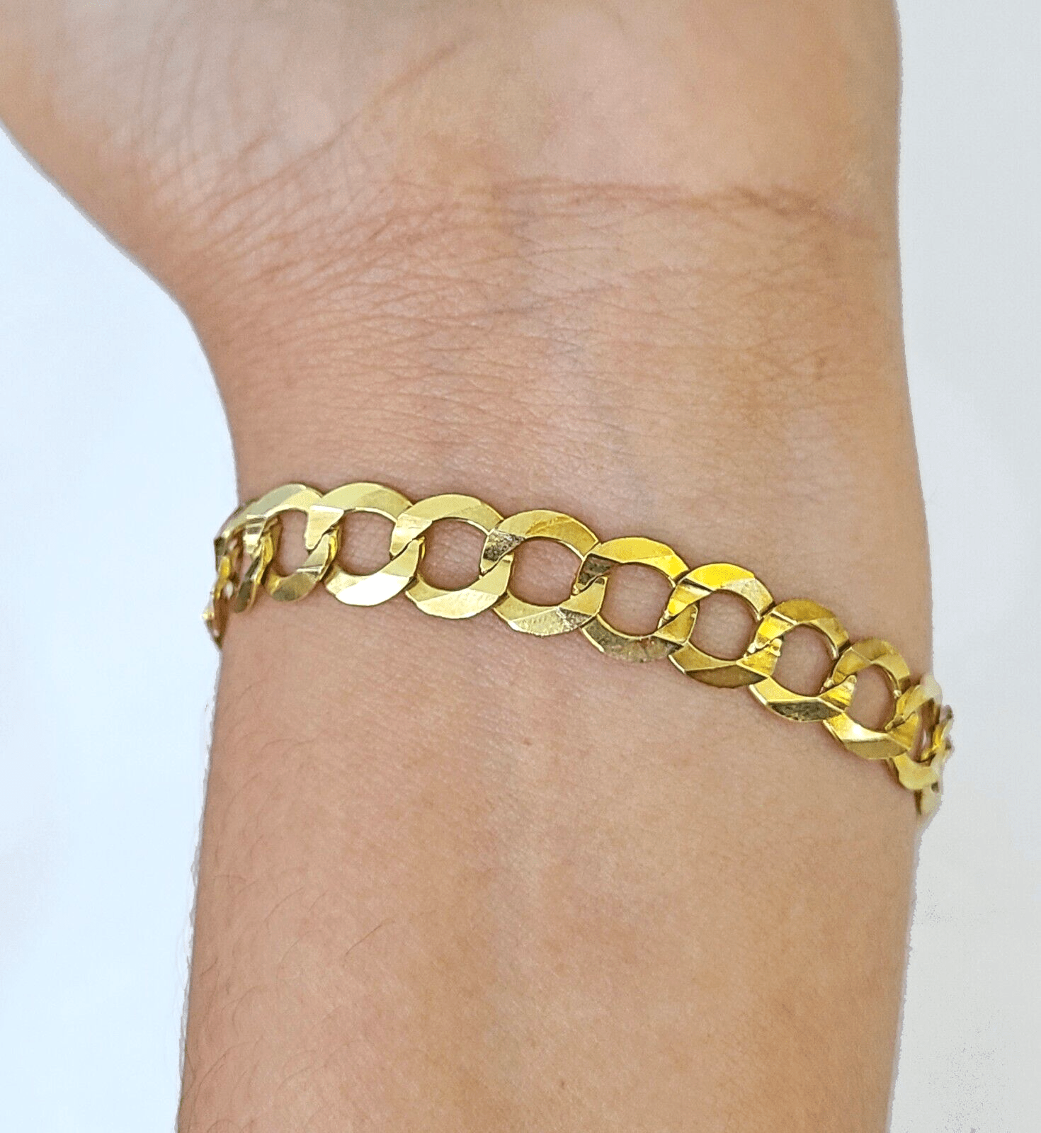 10k Solid Yellow Cuban Curb Link Bracelet Gold 8mm 8 Inches Men Women Real - GoldenlinQ