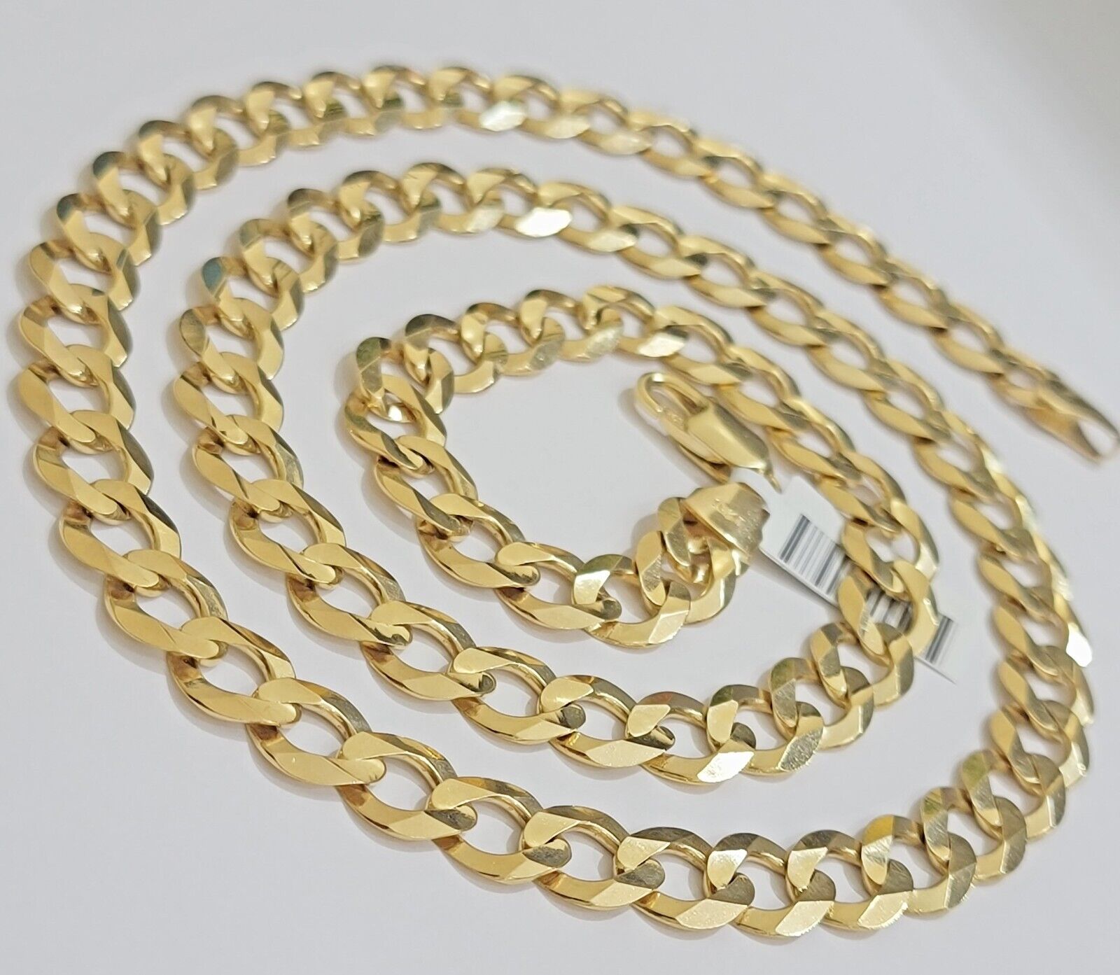 10K Solid Yellow Gold 9mm Cuban Curb Link Chain Necklace 24 Inch Mens, Real 10kt - GoldenLinQ