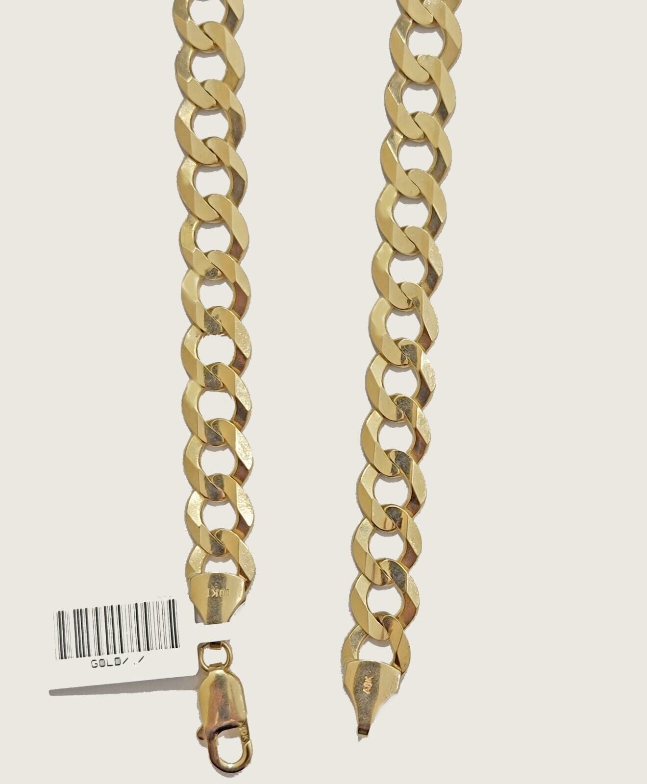 10K Solid Yellow Gold 9mm Cuban Curb Link Chain Necklace 26 Inch Mens, Real 10kt - GoldenLinQ