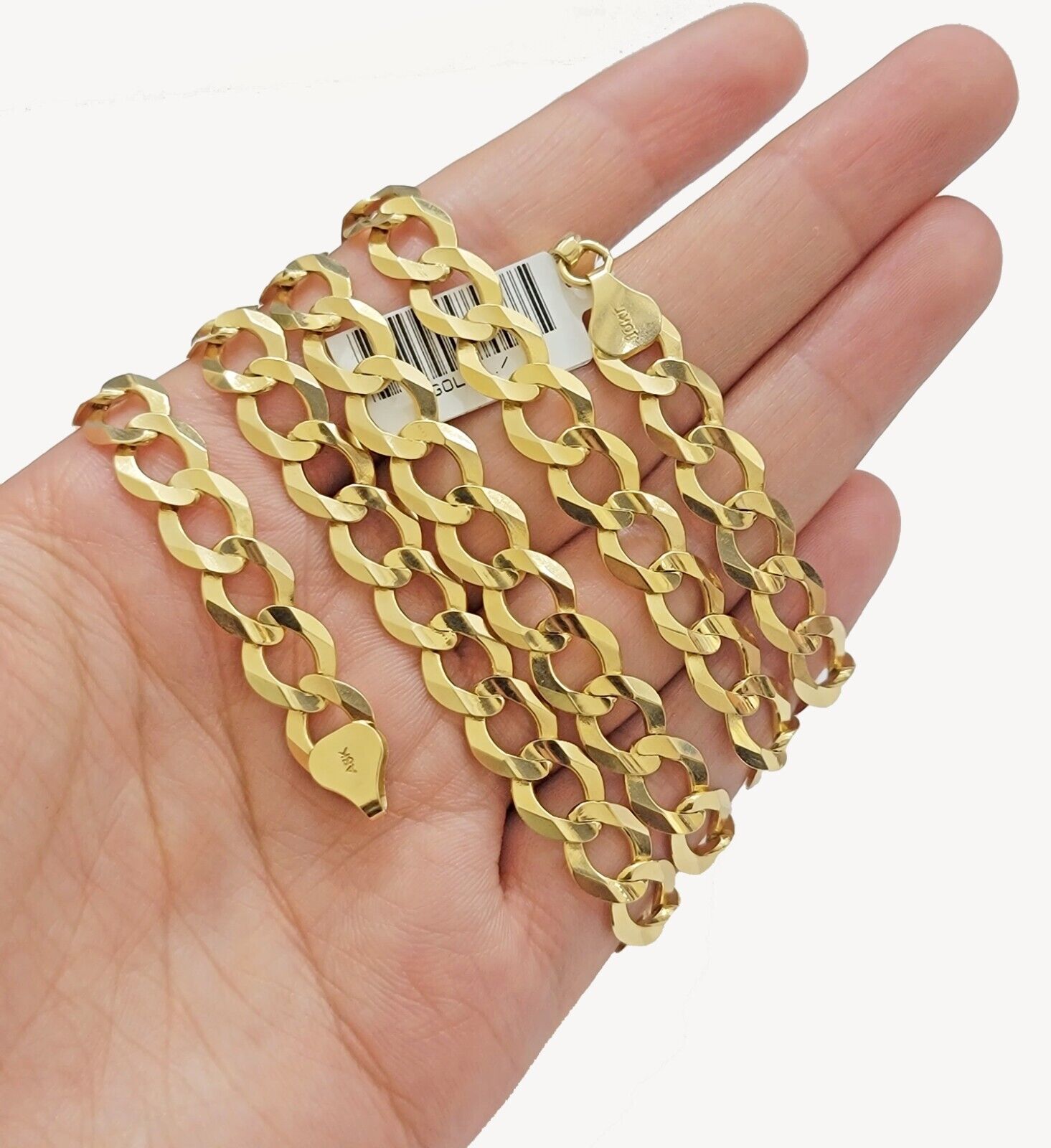 10K Solid Yellow Gold 9mm Cuban Curb Link Chain Necklace 26 Inch Mens, Real 10kt - GoldenLinQ