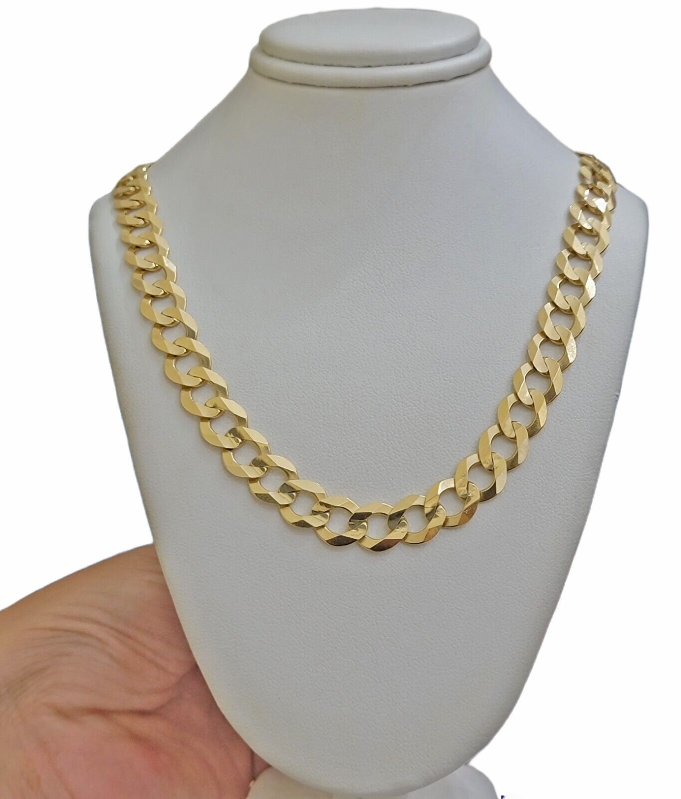 10K Solid Yellow Gold 9mm Cuban Curb Link Chain Necklace 28 Inch Mens, Real 10kt - GoldenLinQ