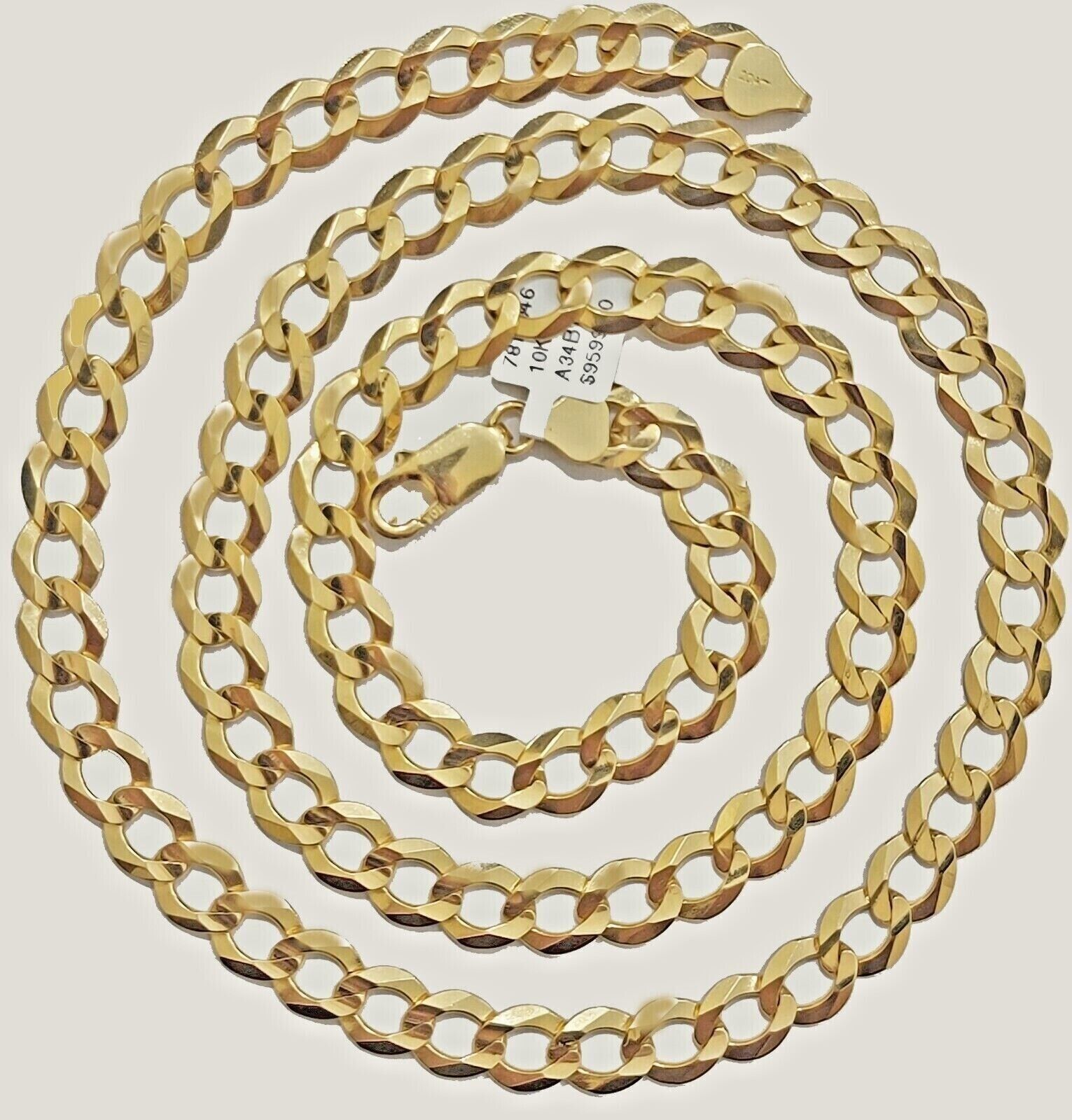 10K Solid Yellow Gold 9mm Cuban Curb Link Chain Necklace 28 Inch Mens, Real 10kt - GoldenLinQ