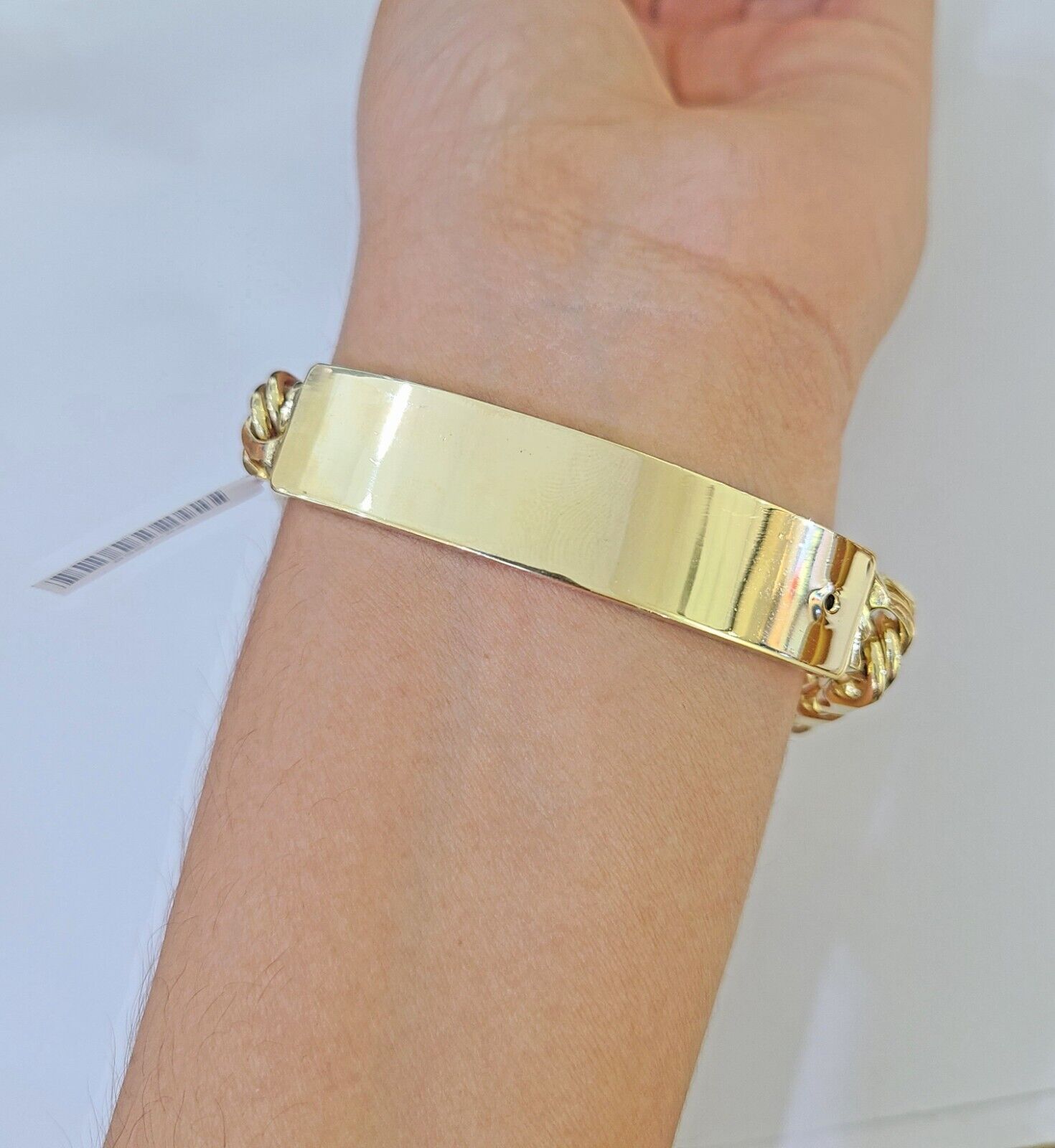 10k Solid Yellow Gold Chino ID Bracelet Size 8" 9mm Inches Box Lock Real 10kt - GoldenlinQ