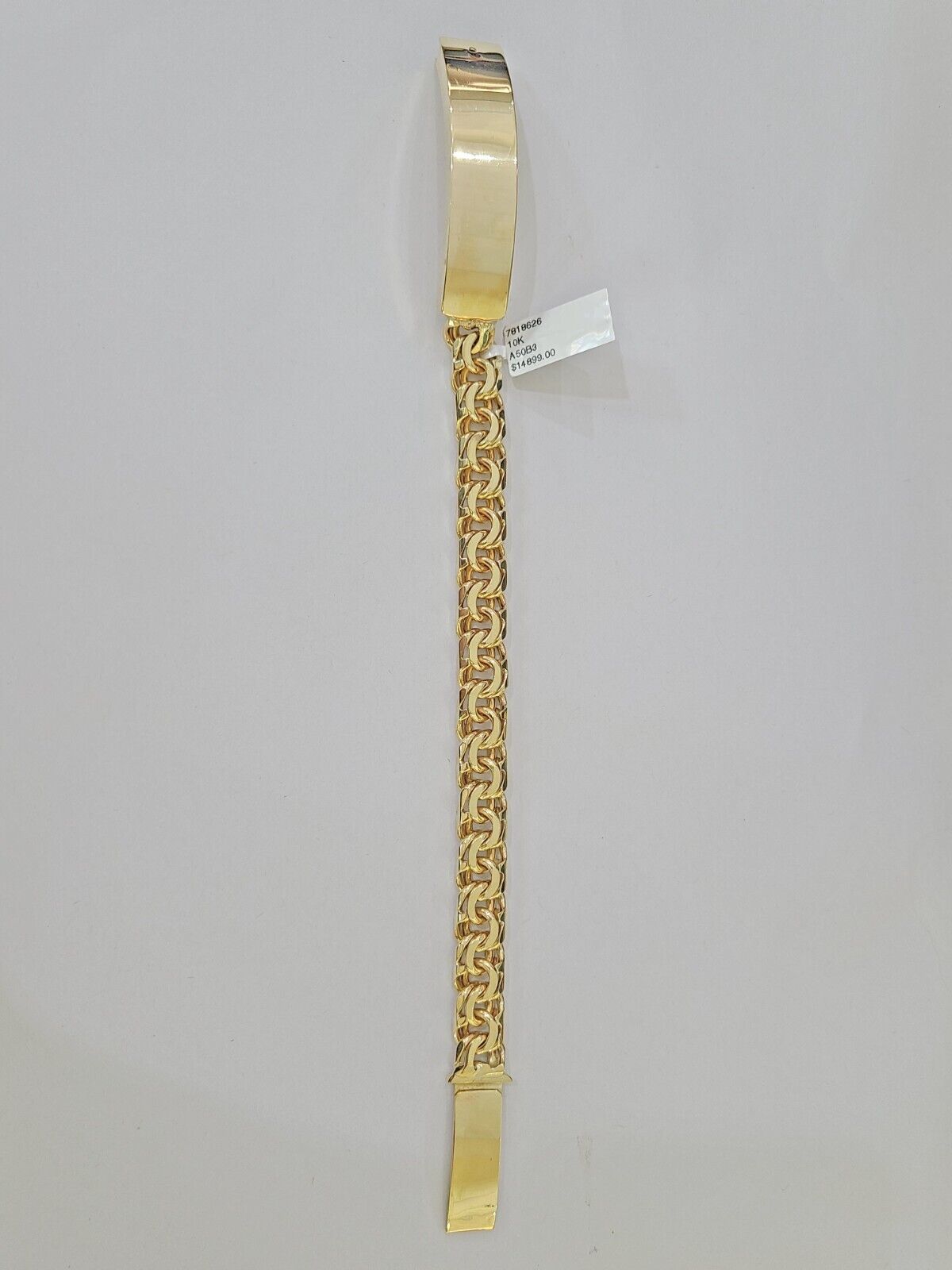 10k Solid Yellow Gold Chino ID Bracelet Size 8" 9mm Inches Box Lock Real 10kt - GoldenlinQ
