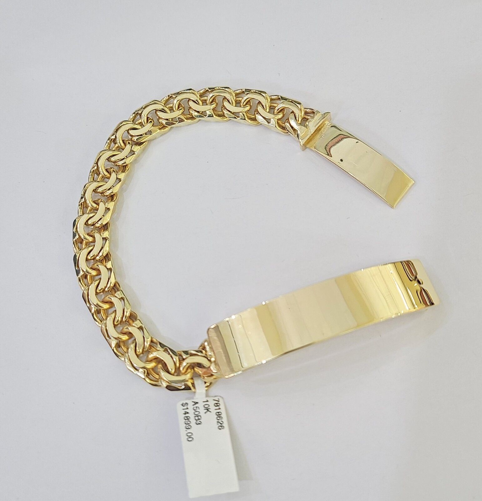 10k Solid Yellow Gold Chino ID Bracelet Size 8" 9mm Inches Box Lock Real 10kt - GoldenlinQ
