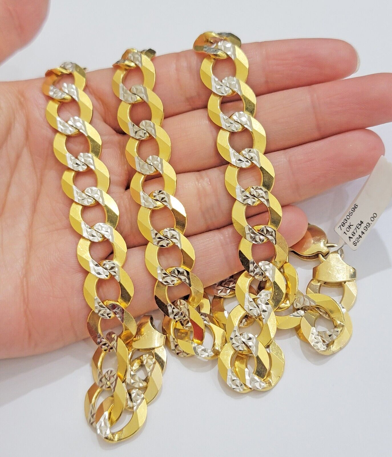 10K Solid Yellow Gold Cuban Curb Chain 12mm Diamond Cut Necklace 20 - 30'' Inches - GoldenlinQ