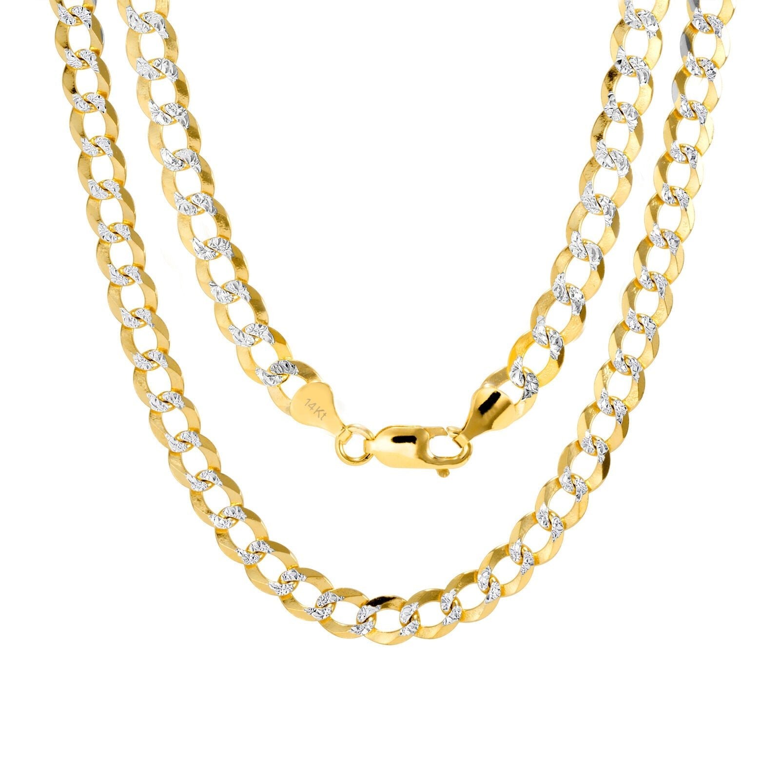 10K Solid Yellow Gold Cuban Curb Chain 12mm Diamond Cut Necklace 22'' Inches - GoldenlinQ
