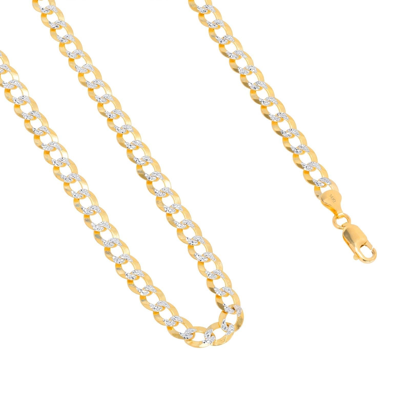 10K Solid Yellow Gold Cuban Curb Chain 12mm Diamond Cut Necklace 24'' Inches - GoldenlinQ