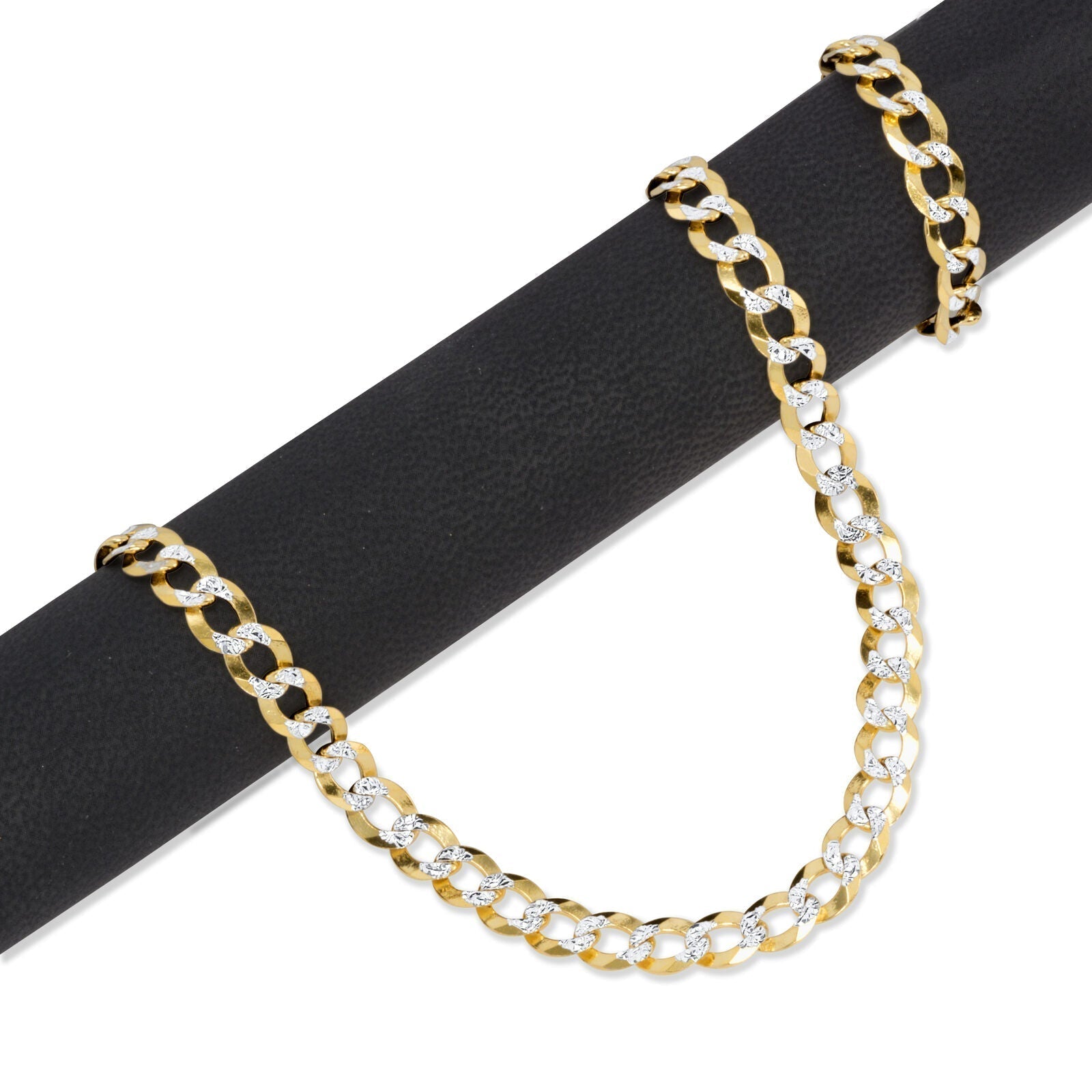 10K Solid Yellow Gold Cuban Curb Chain 12mm Diamond Cut Necklace 26'' Inches - GoldenlinQ