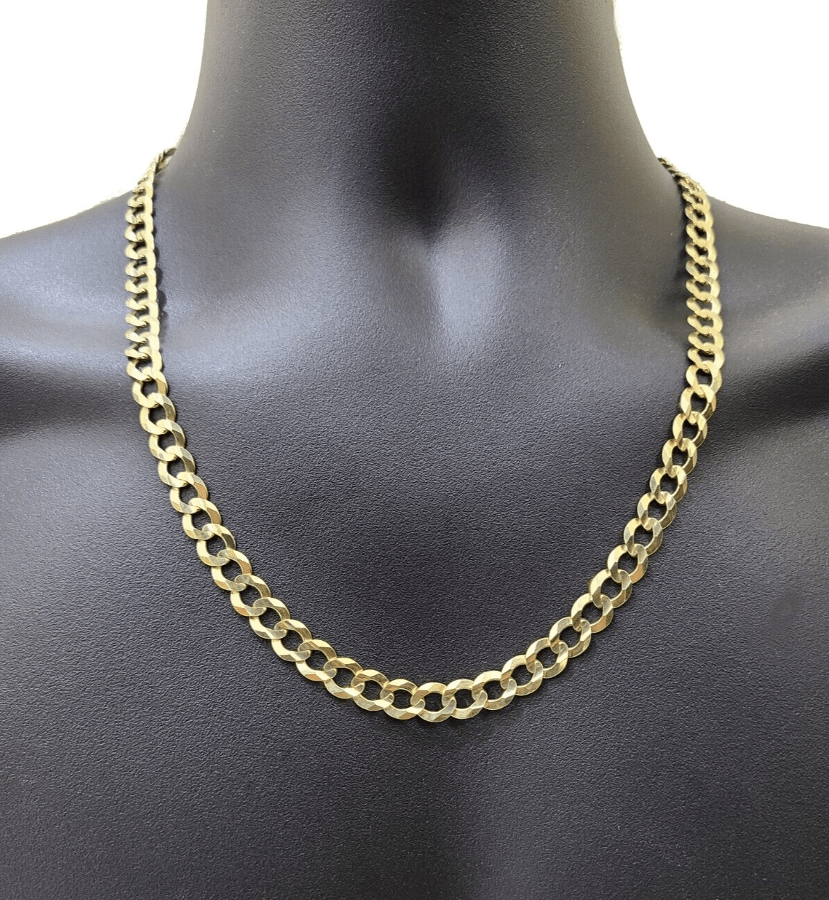 10k Solid Yellow Gold Cuban Curb Link Chain 8.5mm Necklace 22'' Lobster Lock - GoldenLinQ