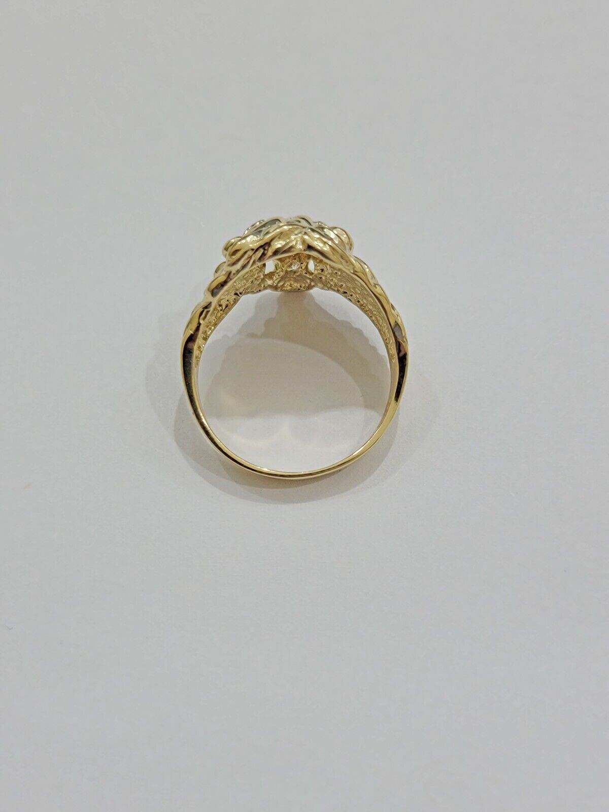 10k Solid Yellow Gold Men's Lion Roaring Ring Casual Style 10kt Red Eye New SALE - GoldenLinQ