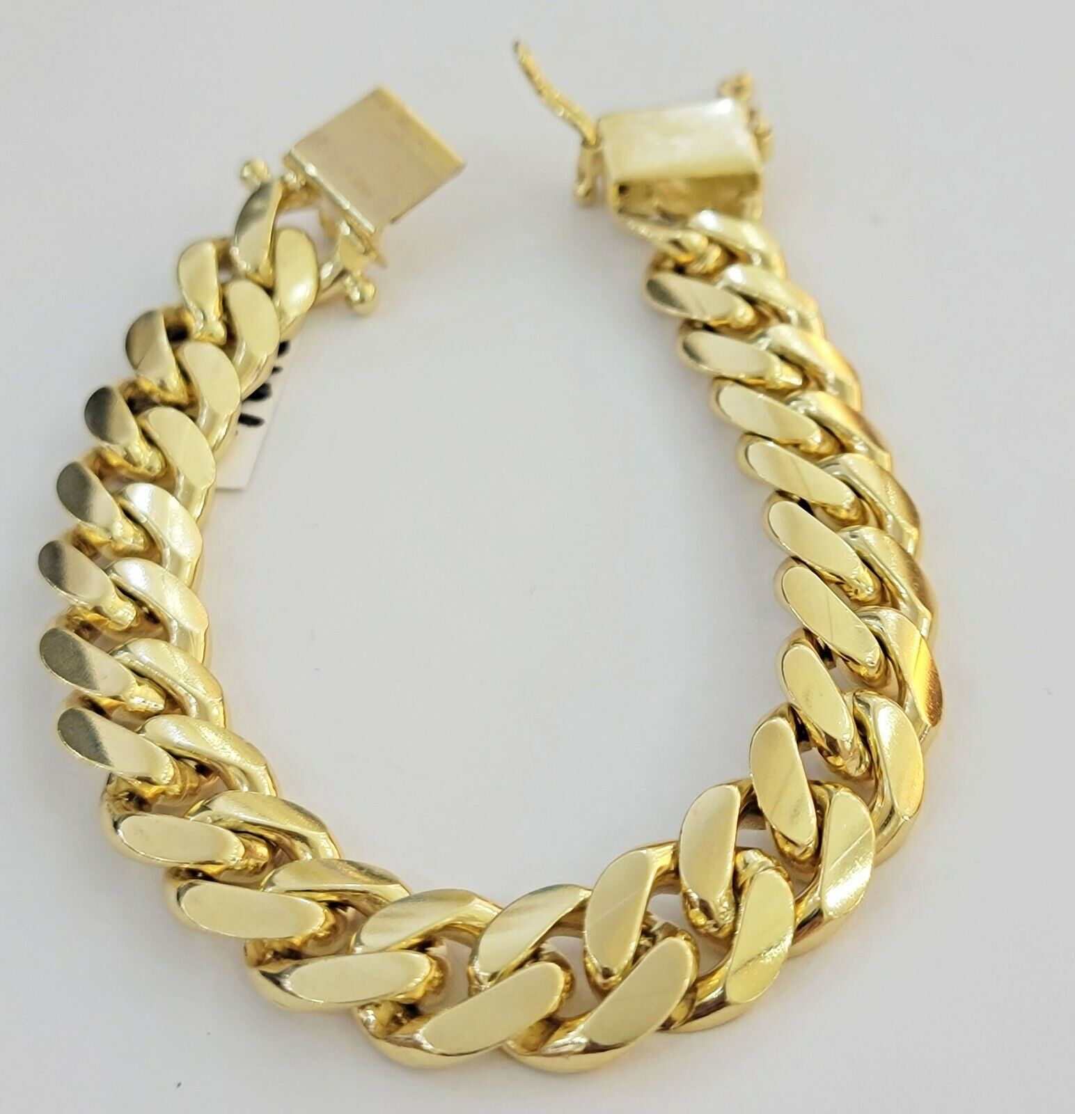 10k solid Yellow Gold Miami Cuban Bracelet 12.5 mm Link 9" inch Men's REAL 10kt - GoldenlinQ