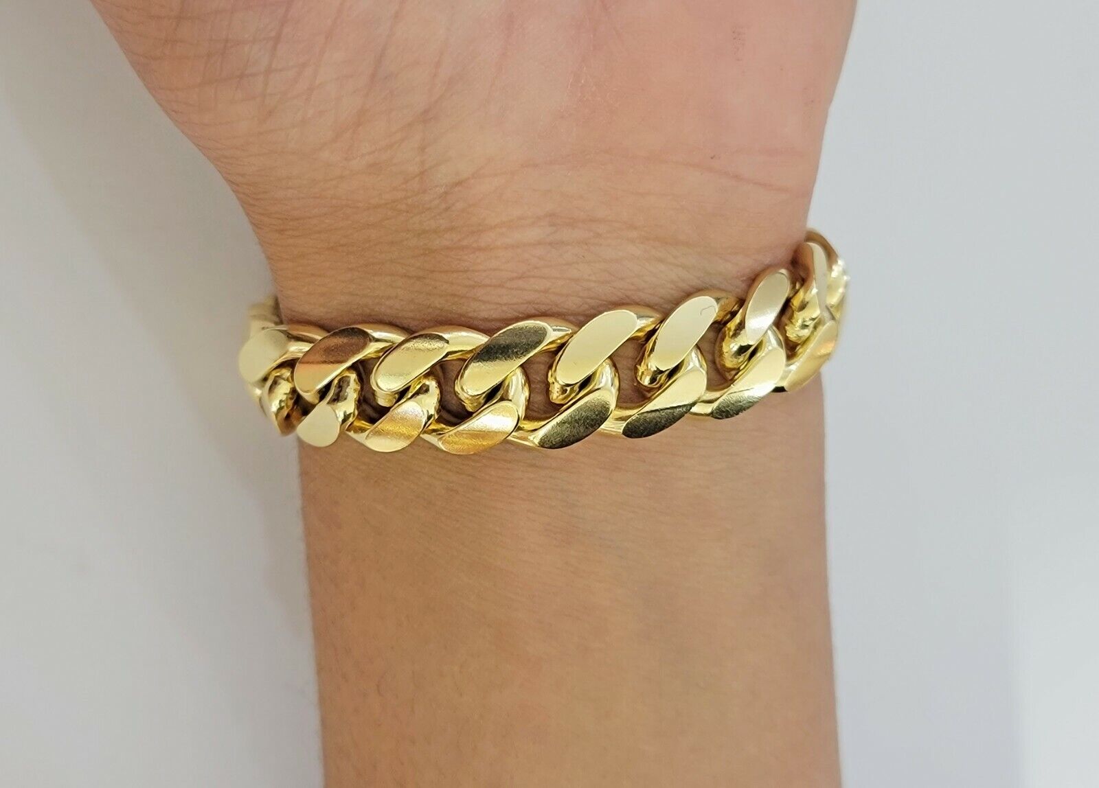 10k solid Yellow Gold Miami Cuban Bracelet 12.5 mm Link 9" inch Men's REAL 10kt - GoldenlinQ