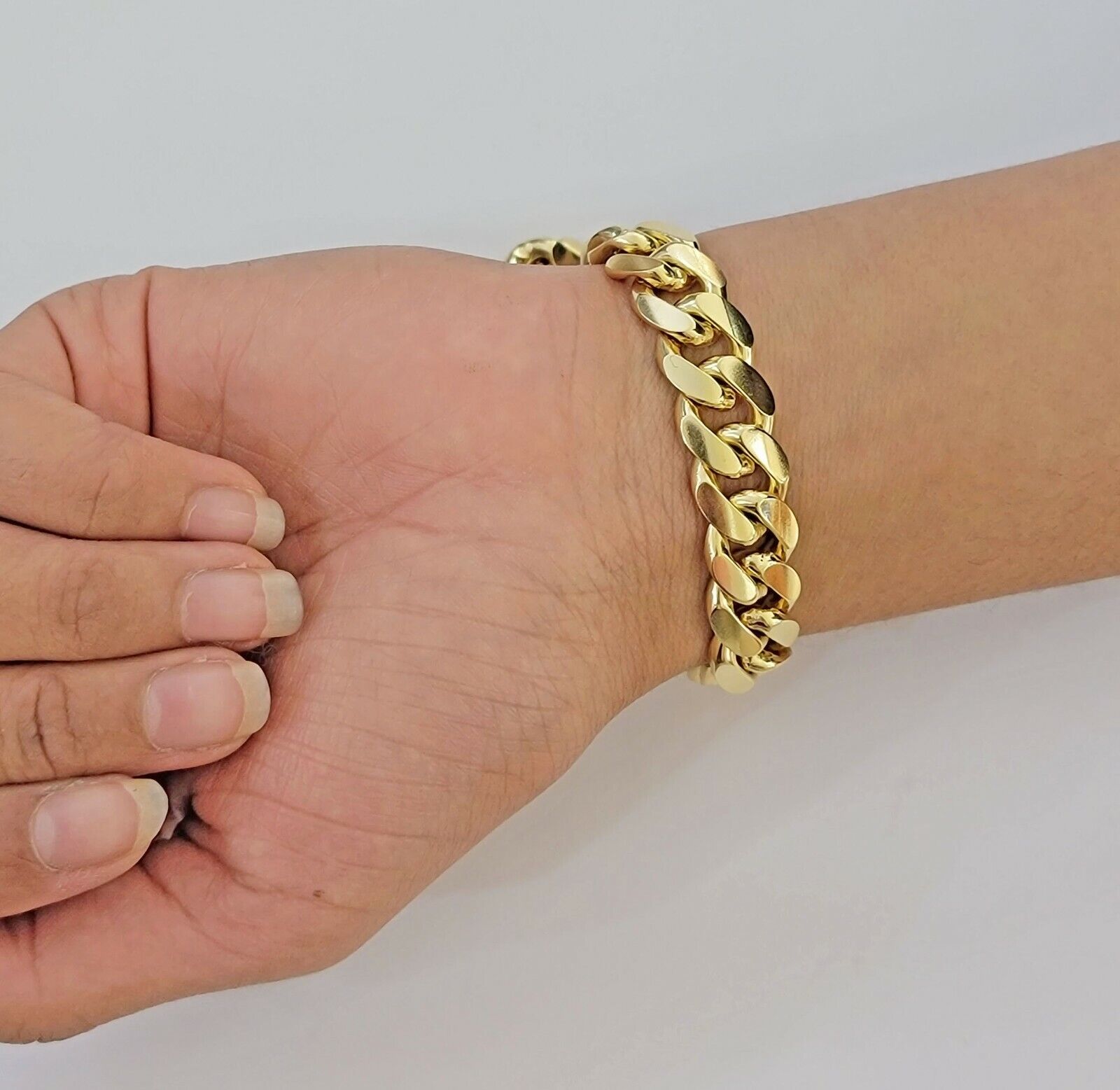 10k solid Yellow Gold Miami Cuban Bracelet 12.5 mm Link 9" inch Men's REAL 10kt - GoldenlinQ