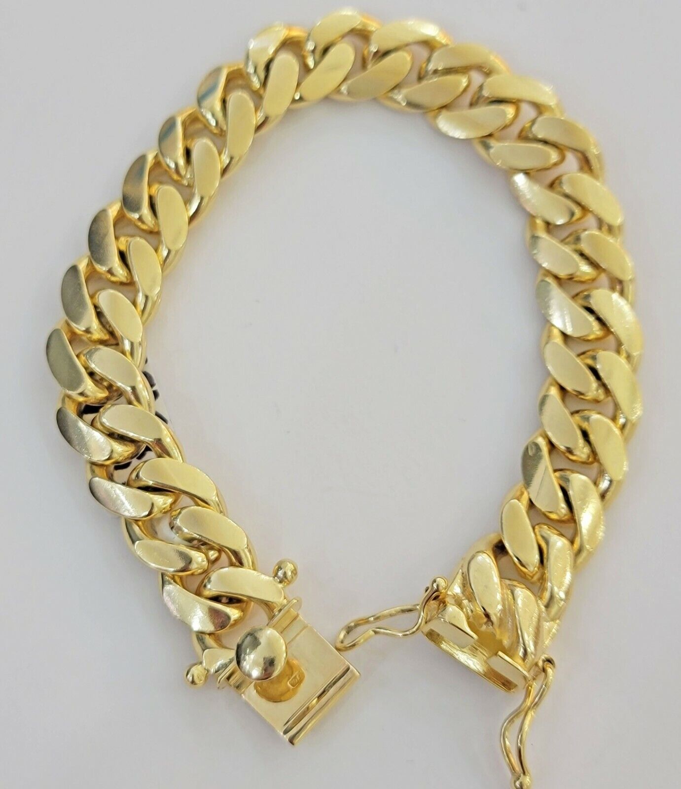 10k solid Yellow Gold Miami Cuban Bracelet 12.5 mm Link 9" inch Men's REAL 10kt - GoldenlinQ
